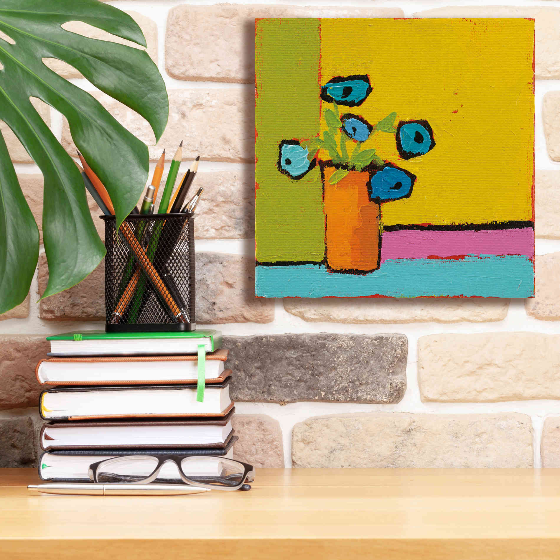 'Orange Vase Bright' by Phyllis Adams, Canvas Wall Art,12 x 12