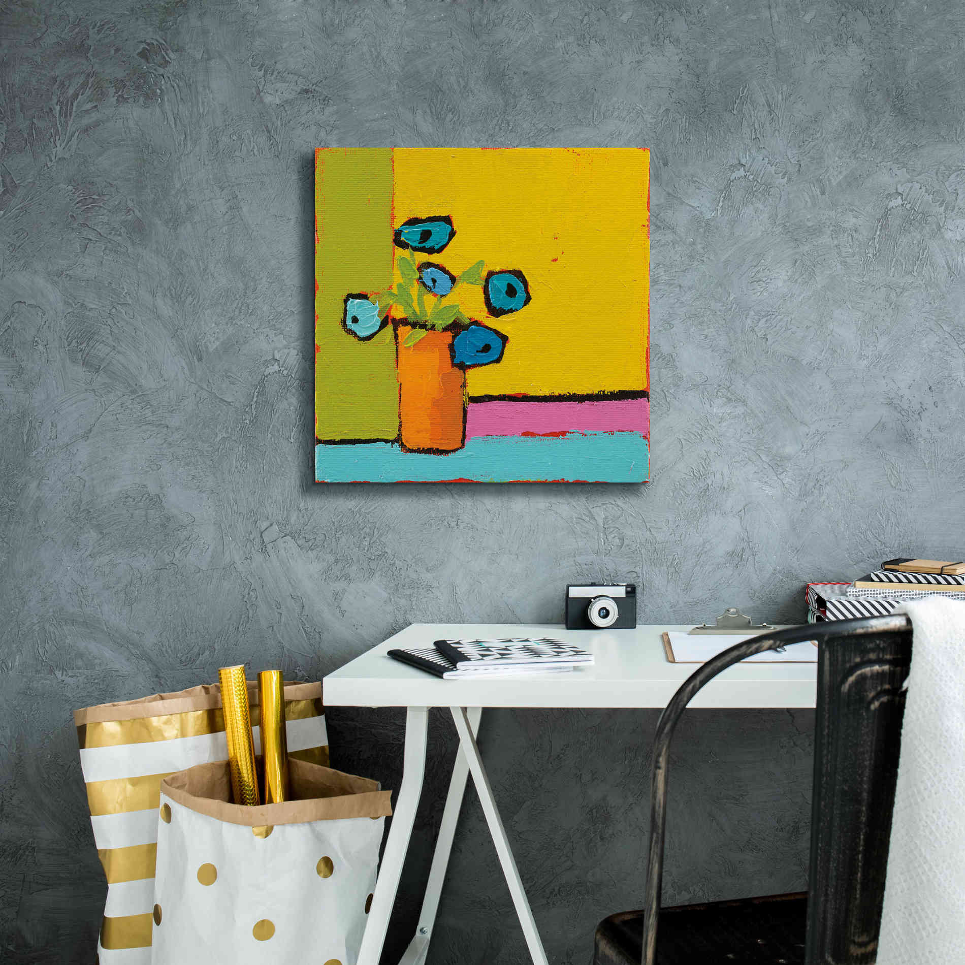 'Orange Vase Bright' by Phyllis Adams, Canvas Wall Art,18 x 18