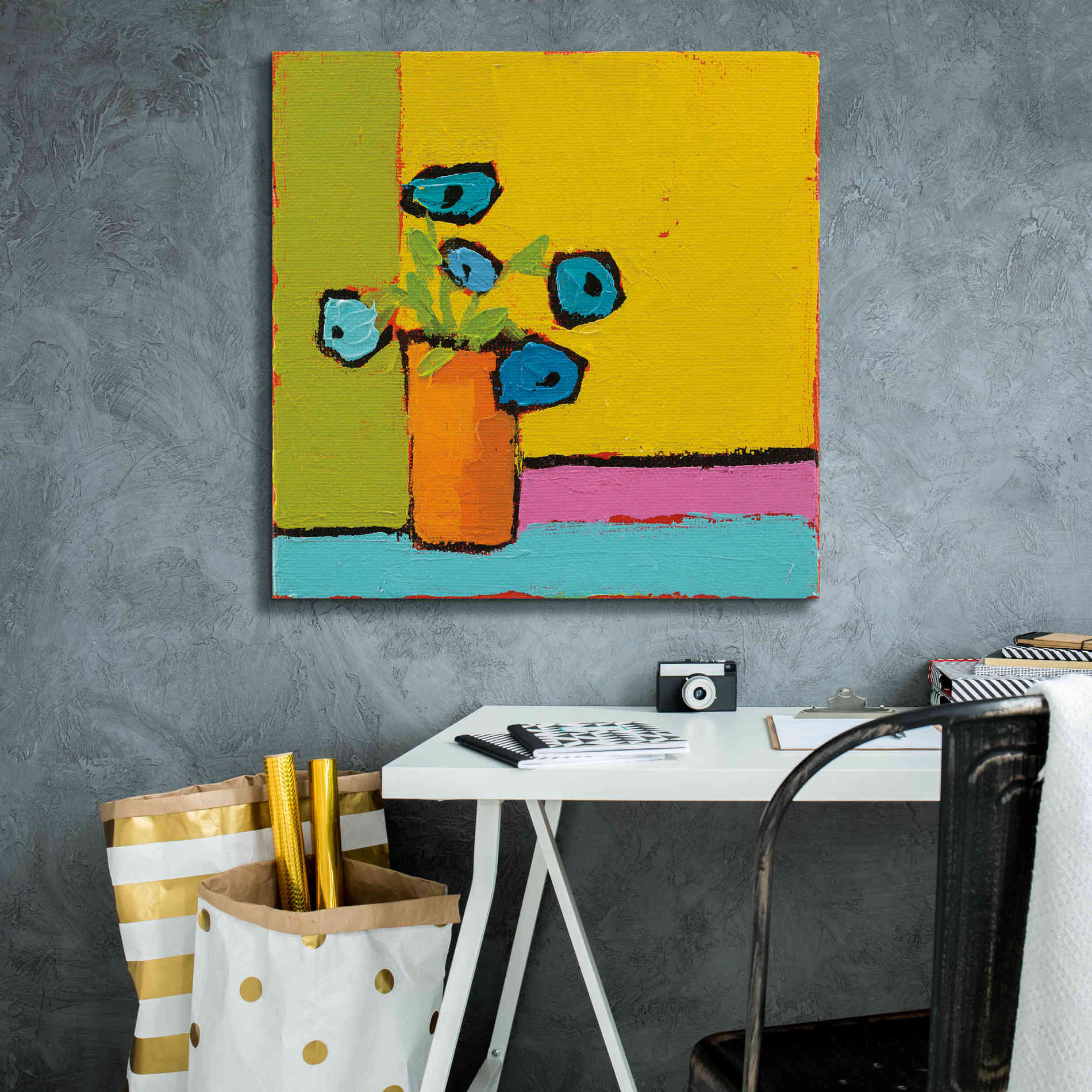'Orange Vase Bright' by Phyllis Adams, Canvas Wall Art,26 x 26