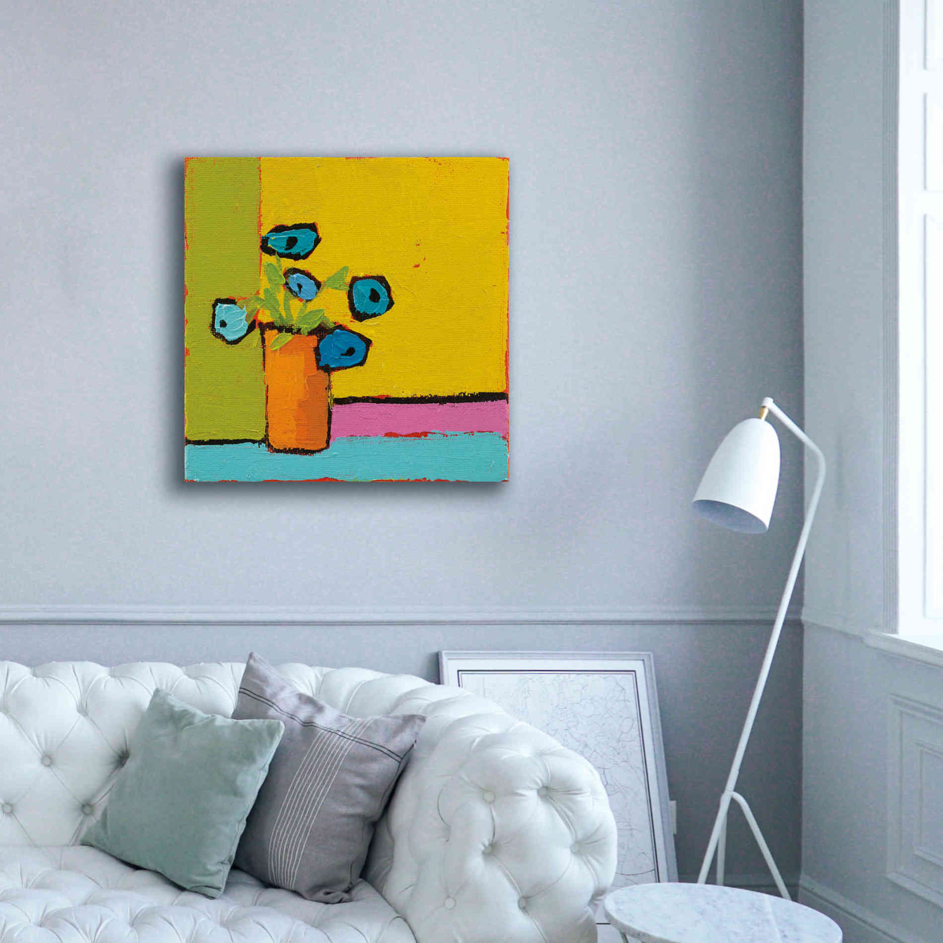 'Orange Vase Bright' by Phyllis Adams, Canvas Wall Art,37 x 37