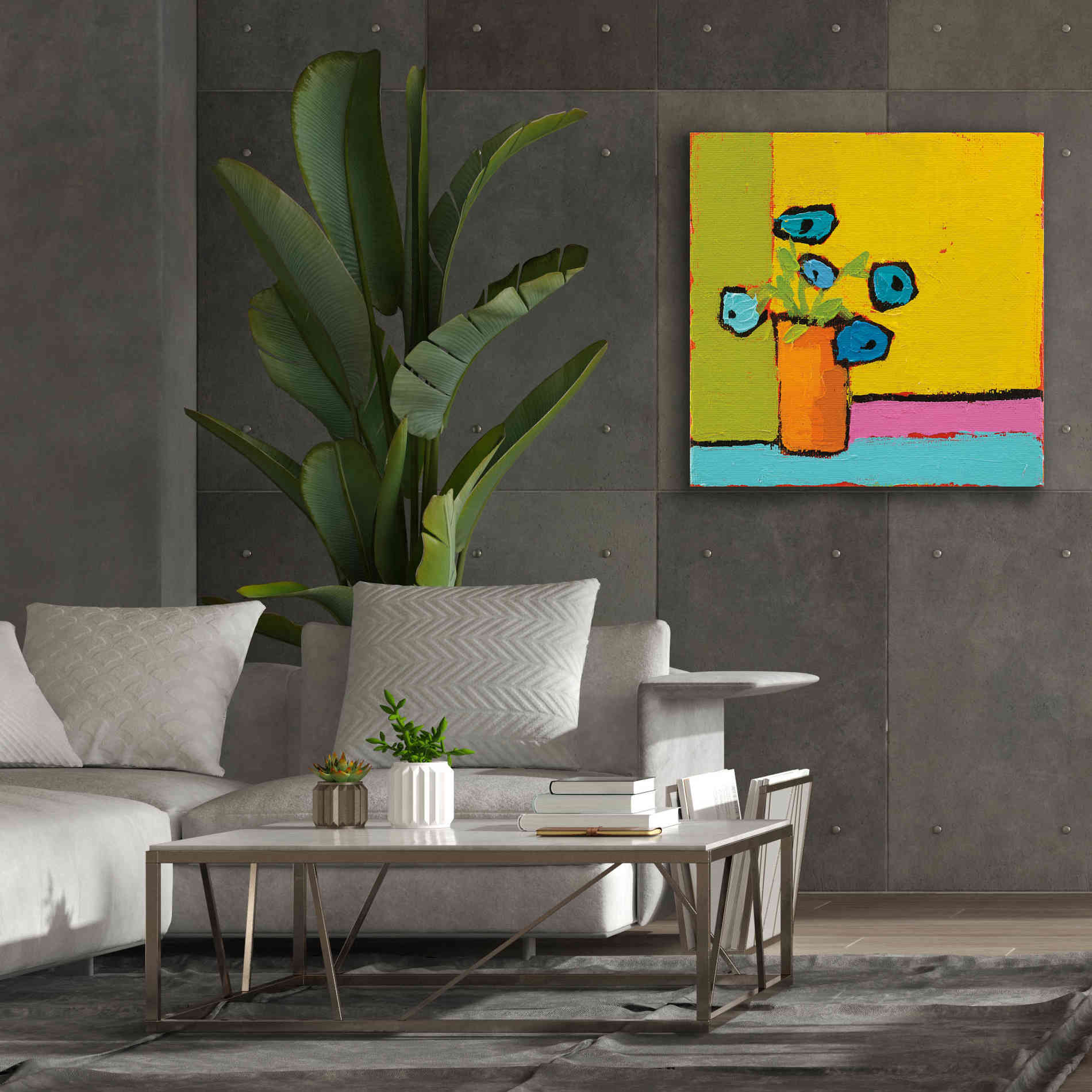 'Orange Vase Bright' by Phyllis Adams, Canvas Wall Art,37 x 37