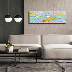 'Marsh Egrets I Pink Sand' by Phyllis Adams, Canvas Wall Art,60 x 20