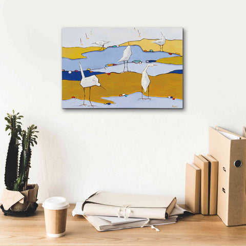 Image of 'Marsh Egrets VI Dark Sand' by Phyllis Adams, Canvas Wall Art,18 x 12