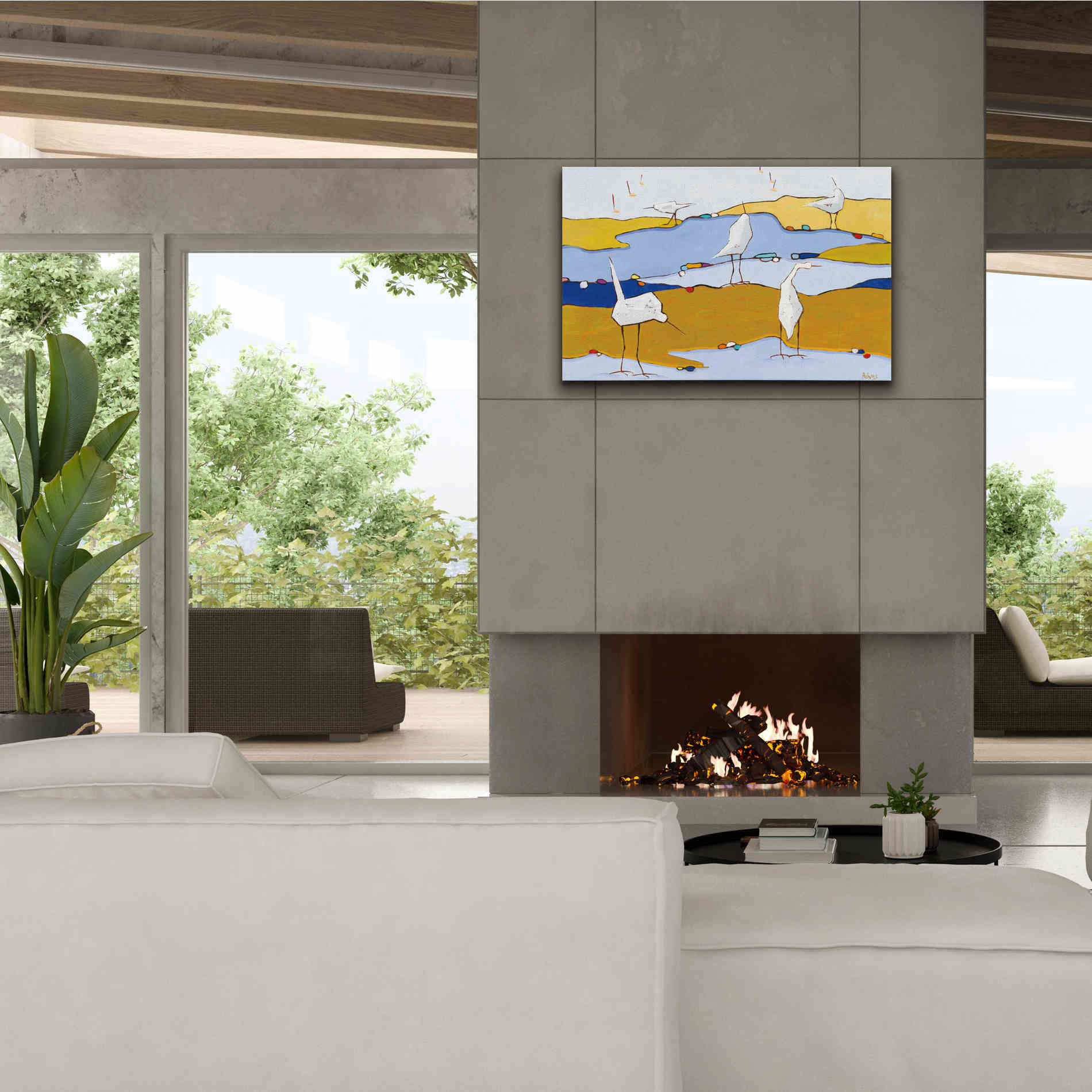 'Marsh Egrets VI Dark Sand' by Phyllis Adams, Canvas Wall Art,40 x 26
