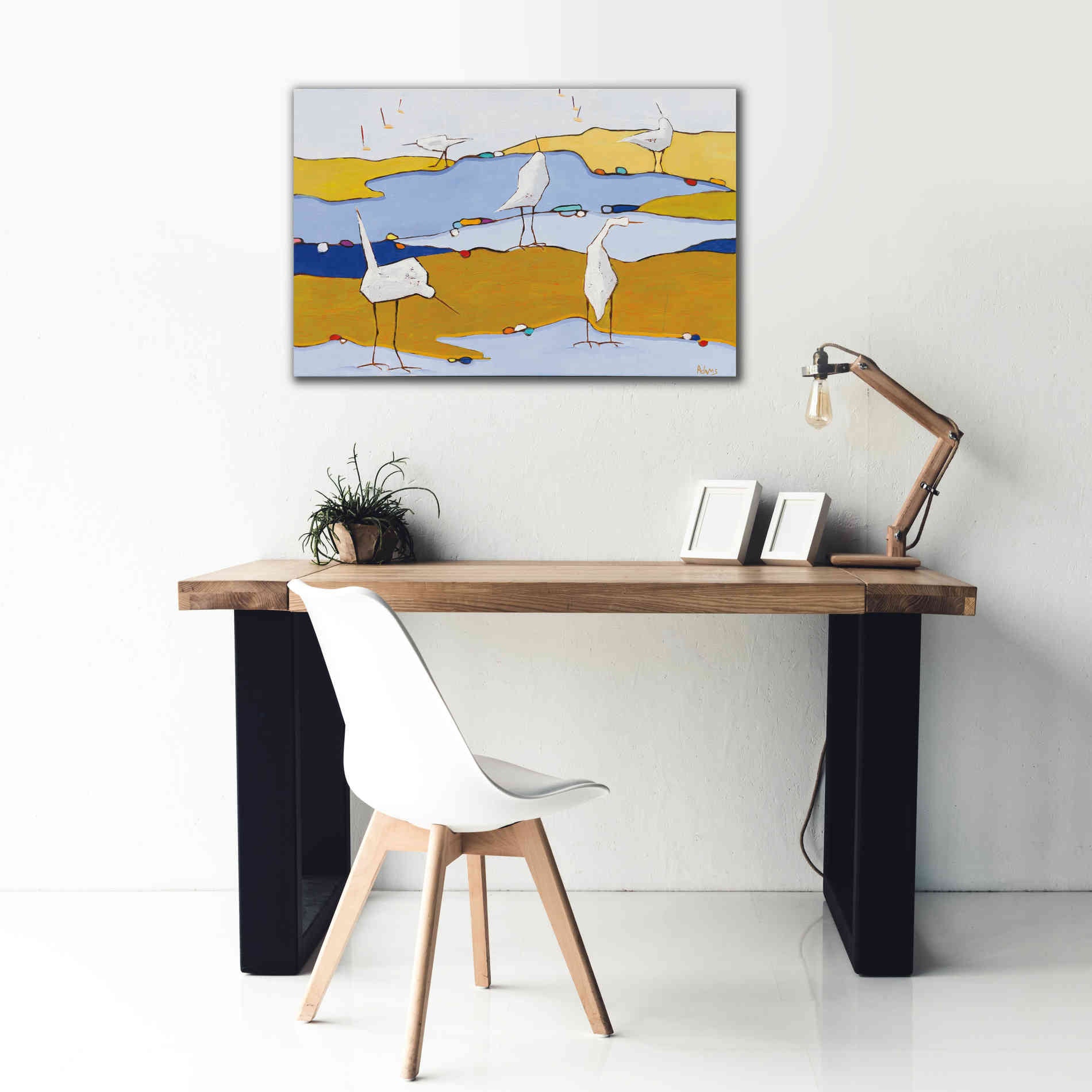 'Marsh Egrets VI Dark Sand' by Phyllis Adams, Canvas Wall Art,40 x 26