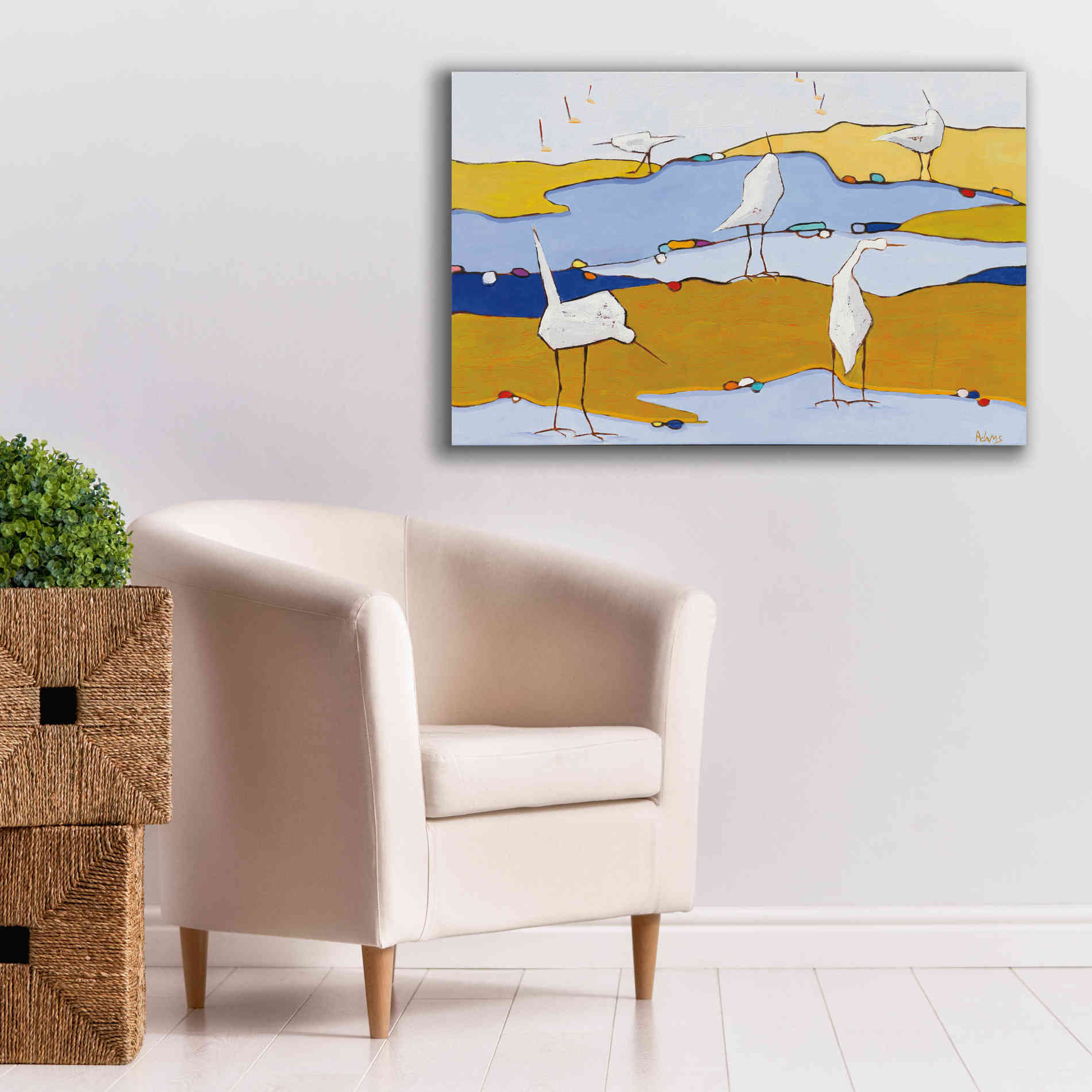 'Marsh Egrets VI Dark Sand' by Phyllis Adams, Canvas Wall Art,40 x 26