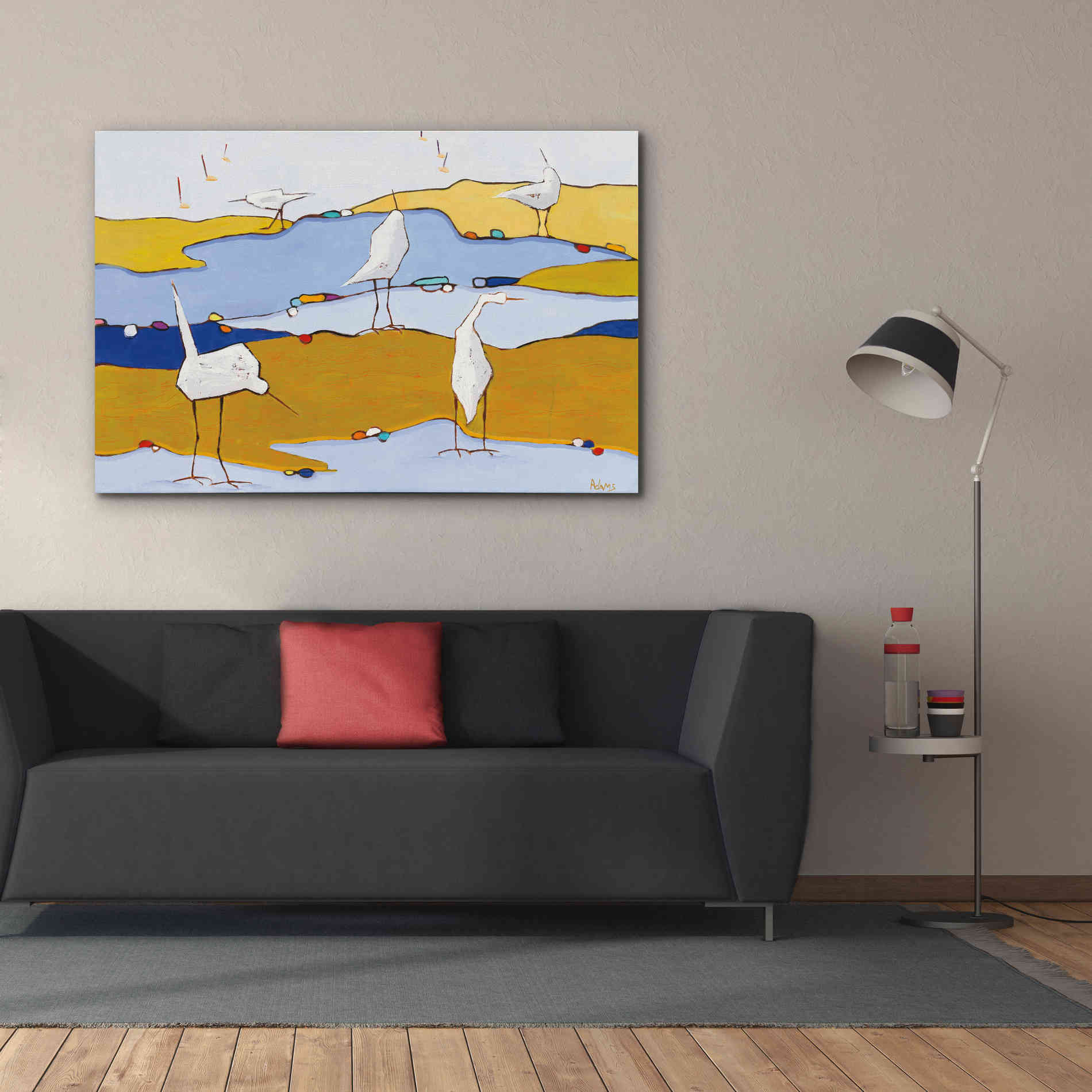'Marsh Egrets VI Dark Sand' by Phyllis Adams, Canvas Wall Art,60 x 40