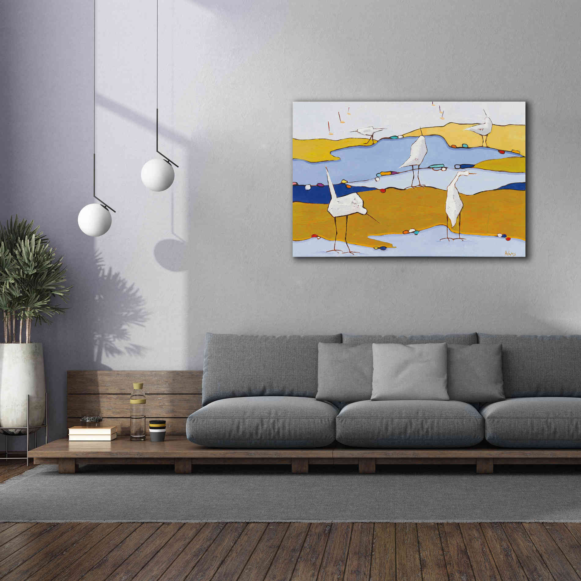 'Marsh Egrets VI Dark Sand' by Phyllis Adams, Canvas Wall Art,60 x 40