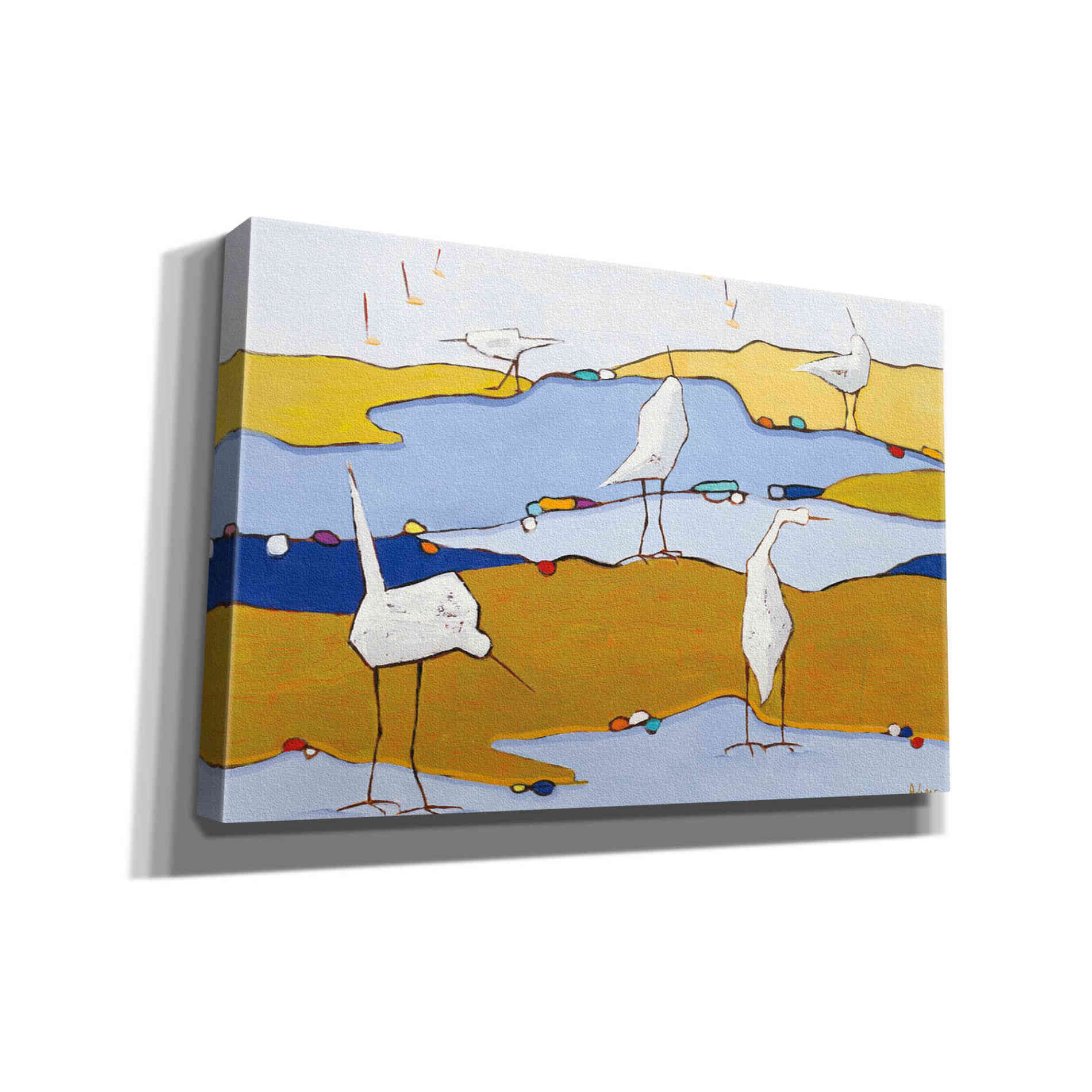 'Marsh Egrets VI Dark Sand' by Phyllis Adams, Canvas Wall Art