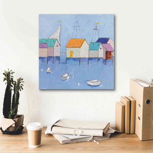 'Boat House Row Dark Blue Sky' by Phyllis Adams, Canvas Wall Art,18 x 18