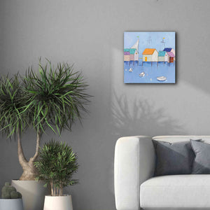 'Boat House Row Dark Blue Sky' by Phyllis Adams, Canvas Wall Art,18 x 18