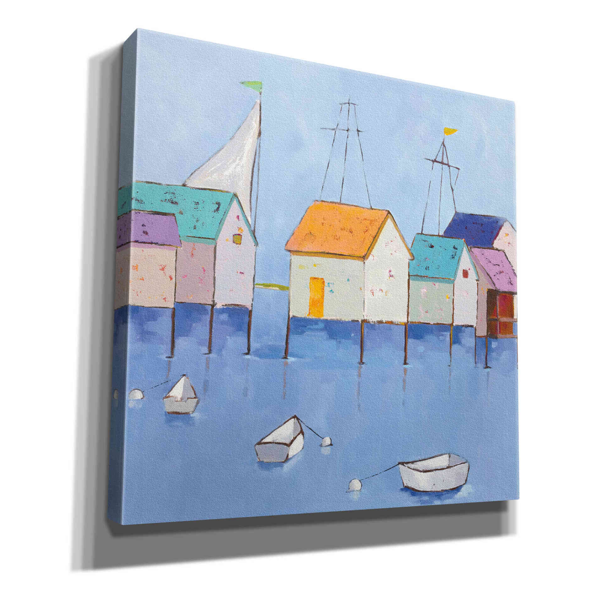 'Boat House Row Dark Blue Sky' by Phyllis Adams, Canvas Wall Art