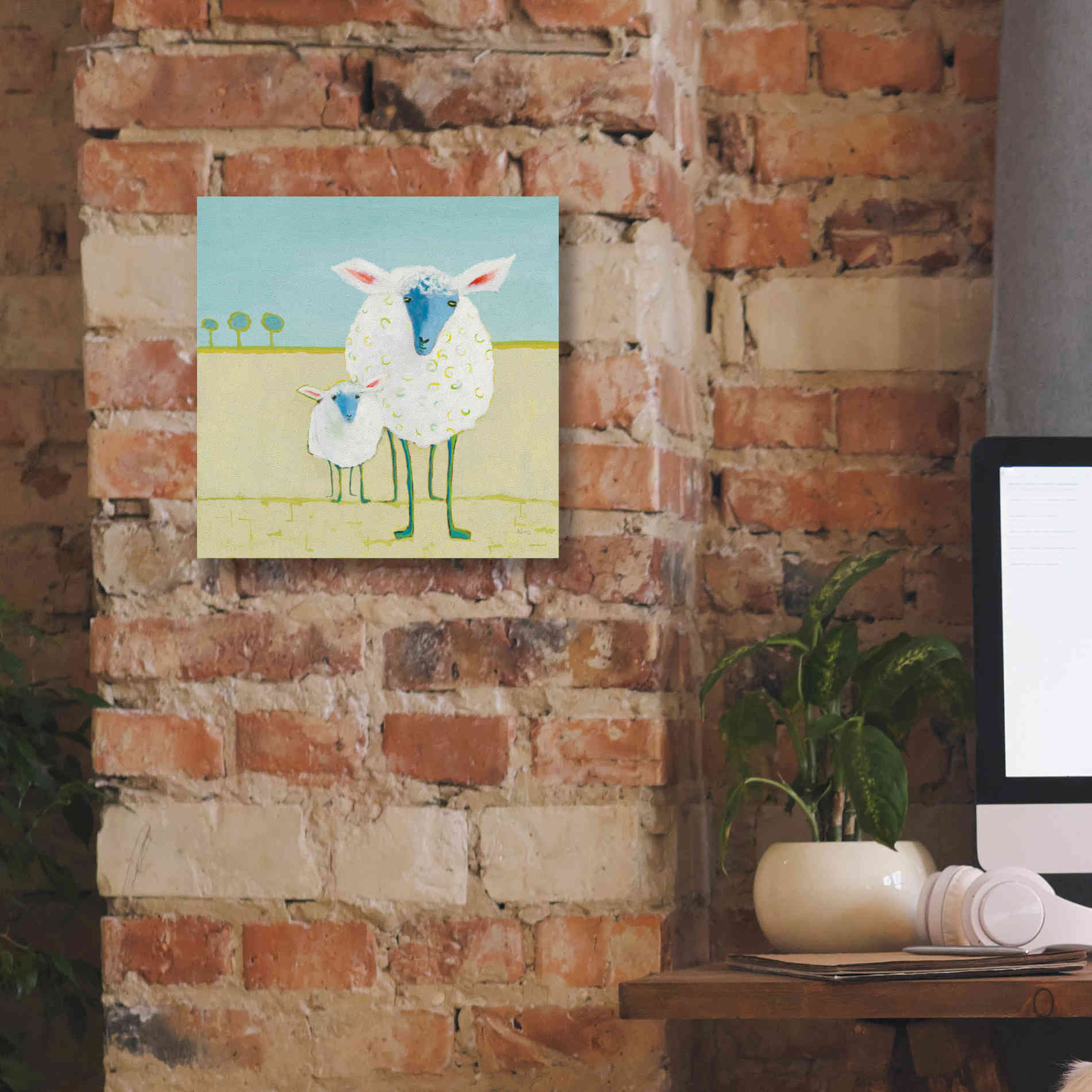 'Colorful Sheep' by Phyllis Adams, Canvas Wall Art,12 x 12