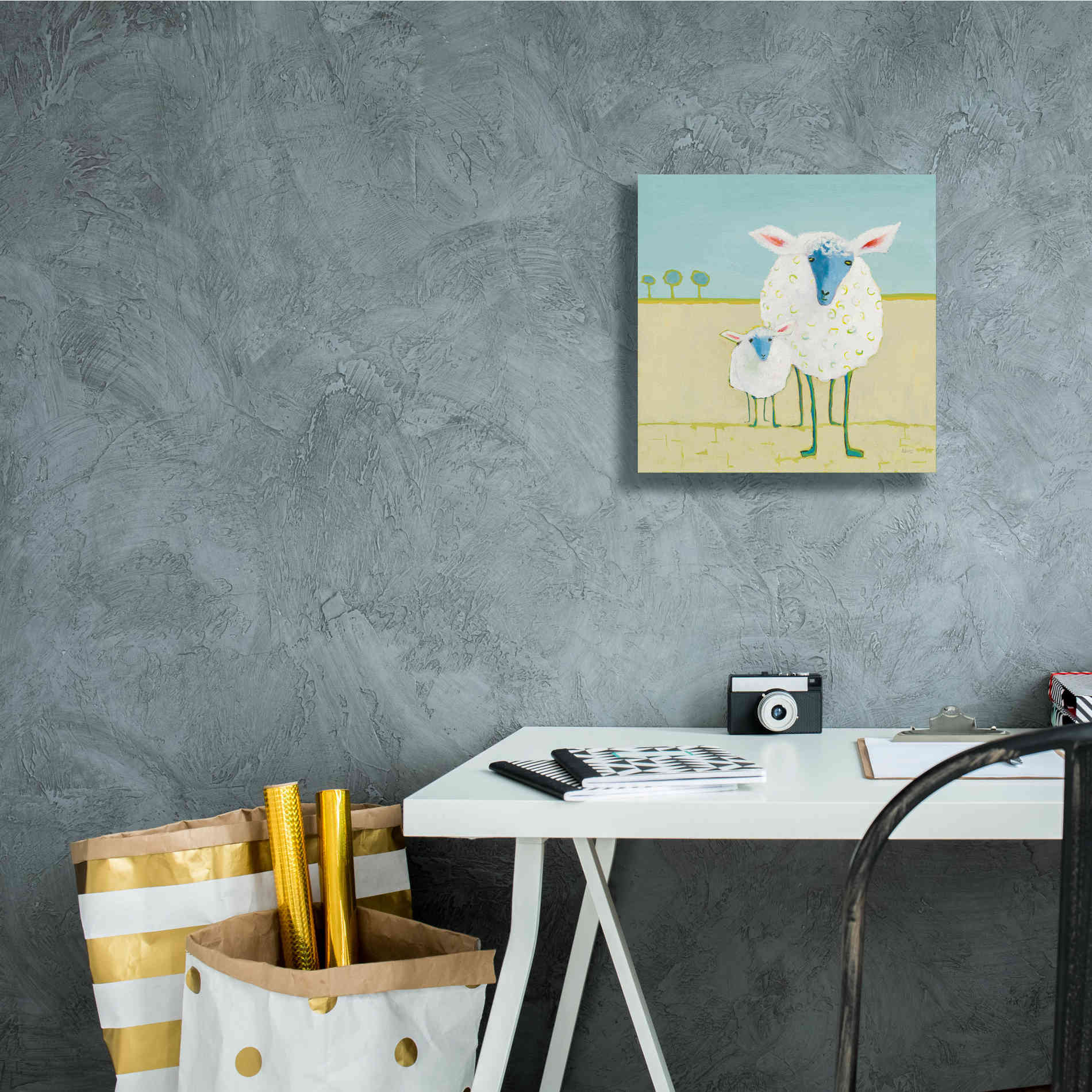 'Colorful Sheep' by Phyllis Adams, Canvas Wall Art,12 x 12