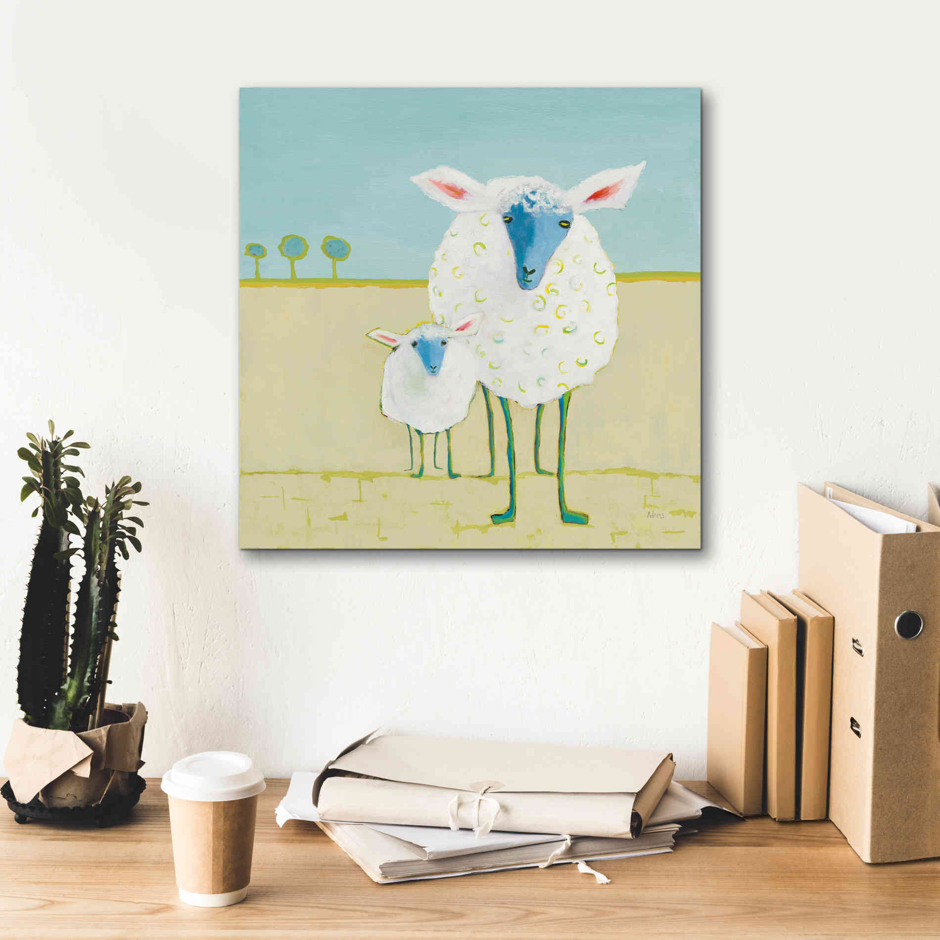 'Colorful Sheep' by Phyllis Adams, Canvas Wall Art,18 x 18
