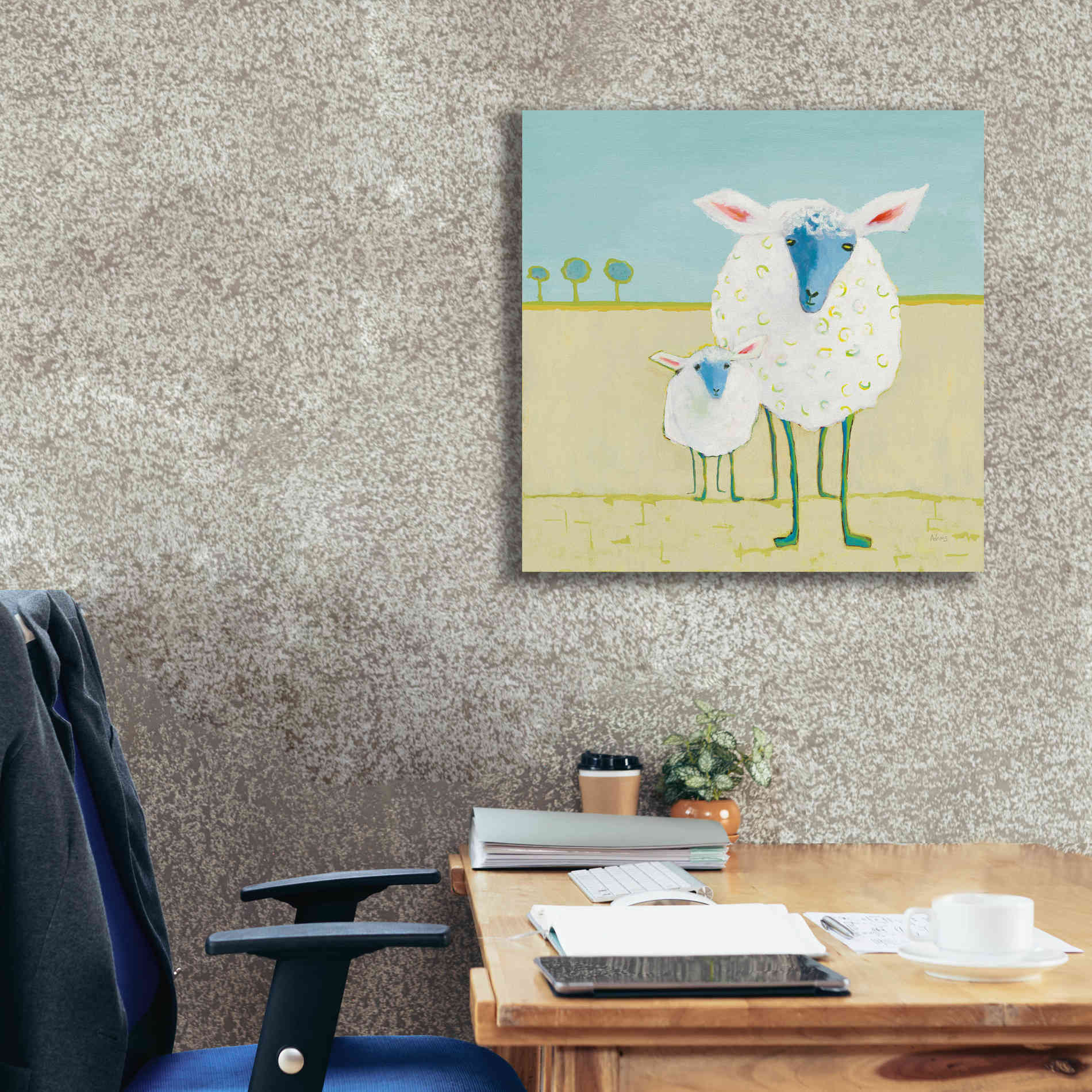'Colorful Sheep' by Phyllis Adams, Canvas Wall Art,26 x 26