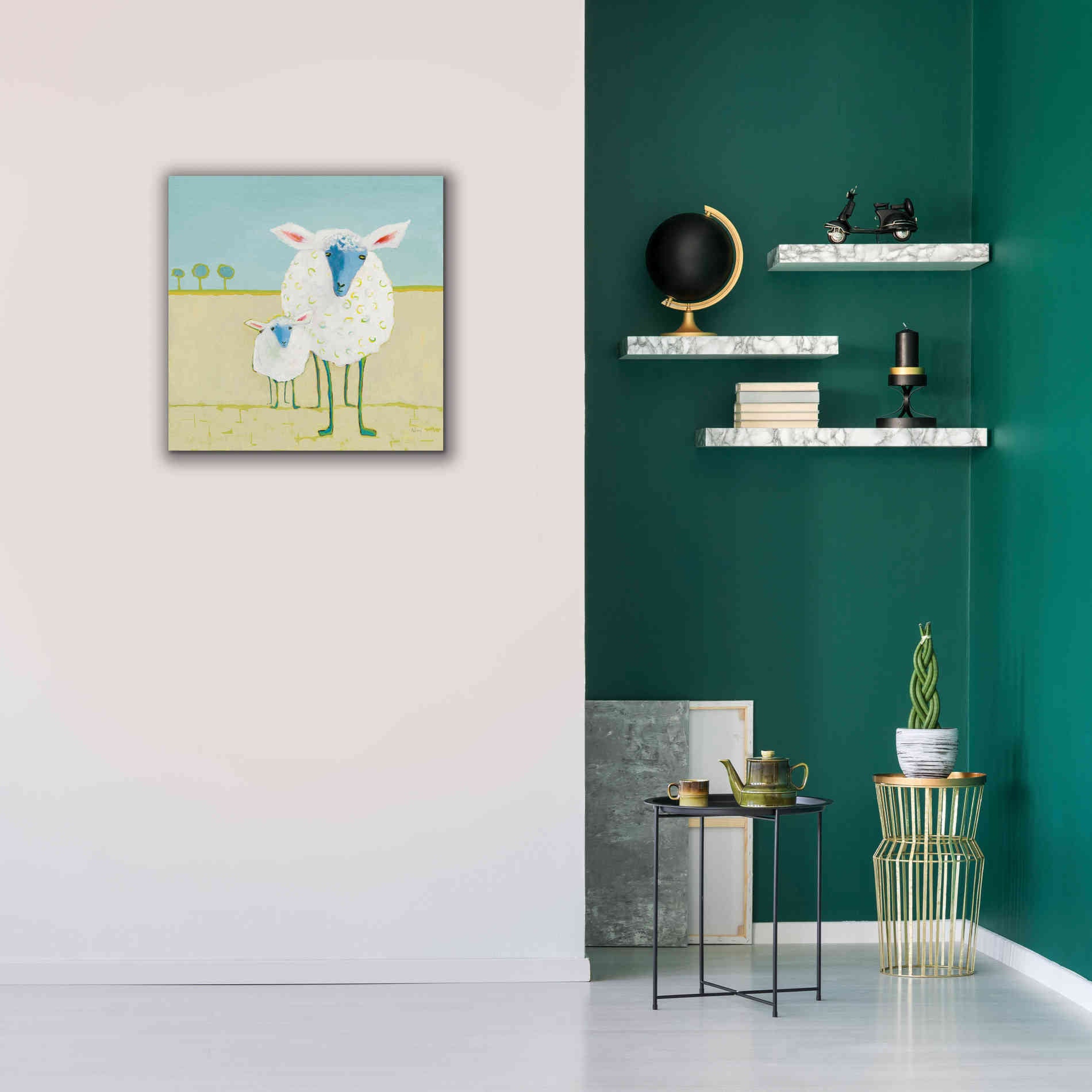 'Colorful Sheep' by Phyllis Adams, Canvas Wall Art,26 x 26