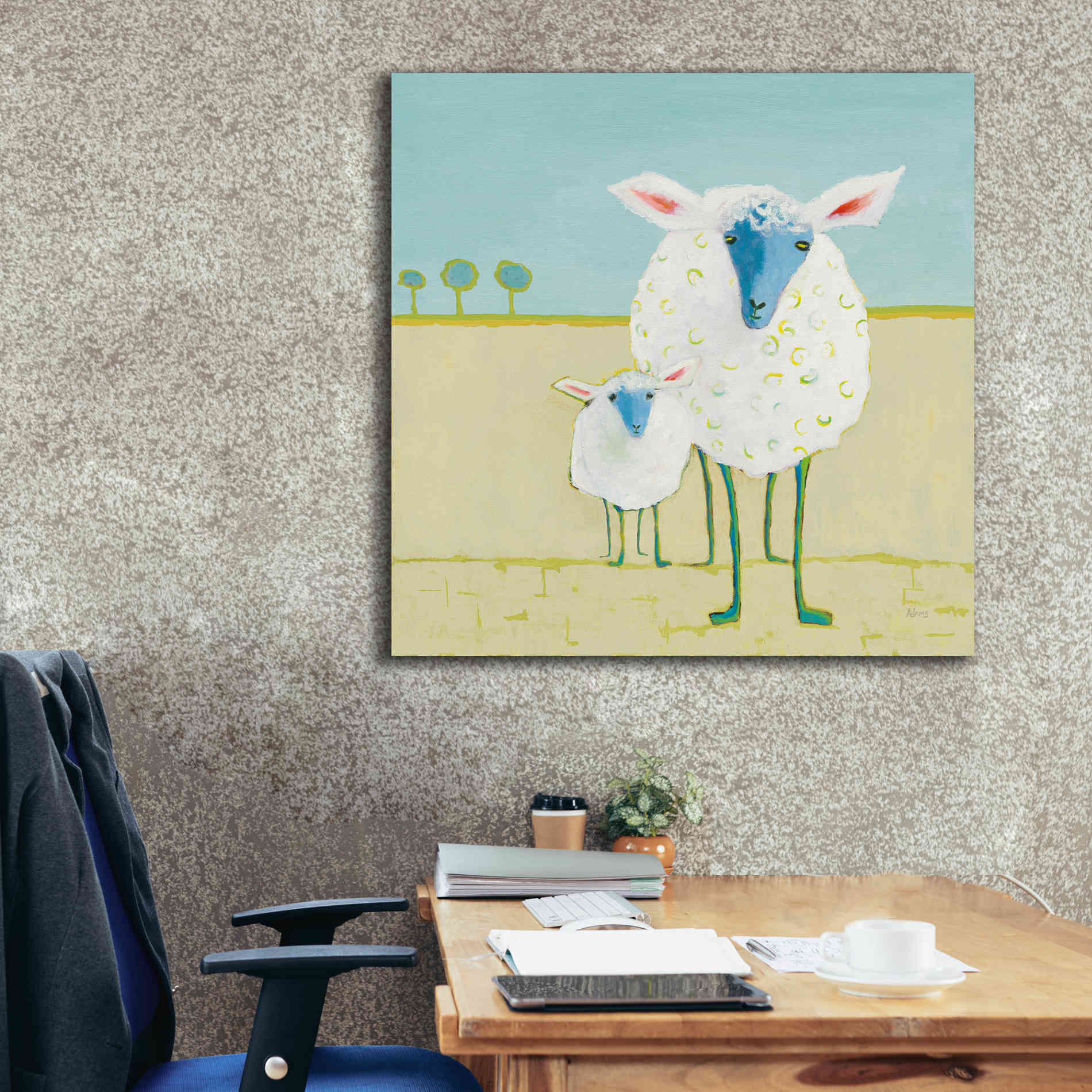 'Colorful Sheep' by Phyllis Adams, Canvas Wall Art,37 x 37