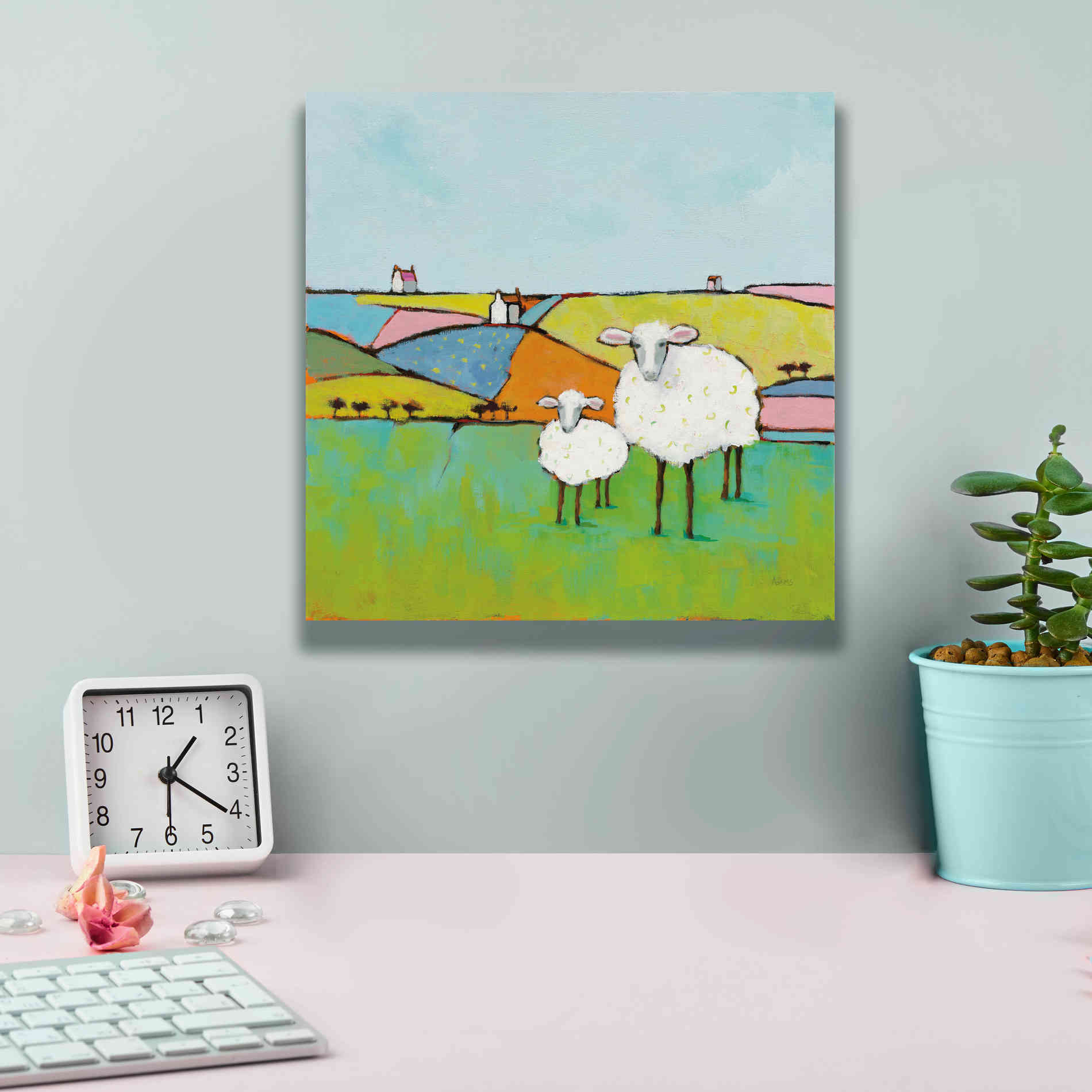'Sheep in the Meadow II' by Phyllis Adams, Canvas Wall Art,12 x 12
