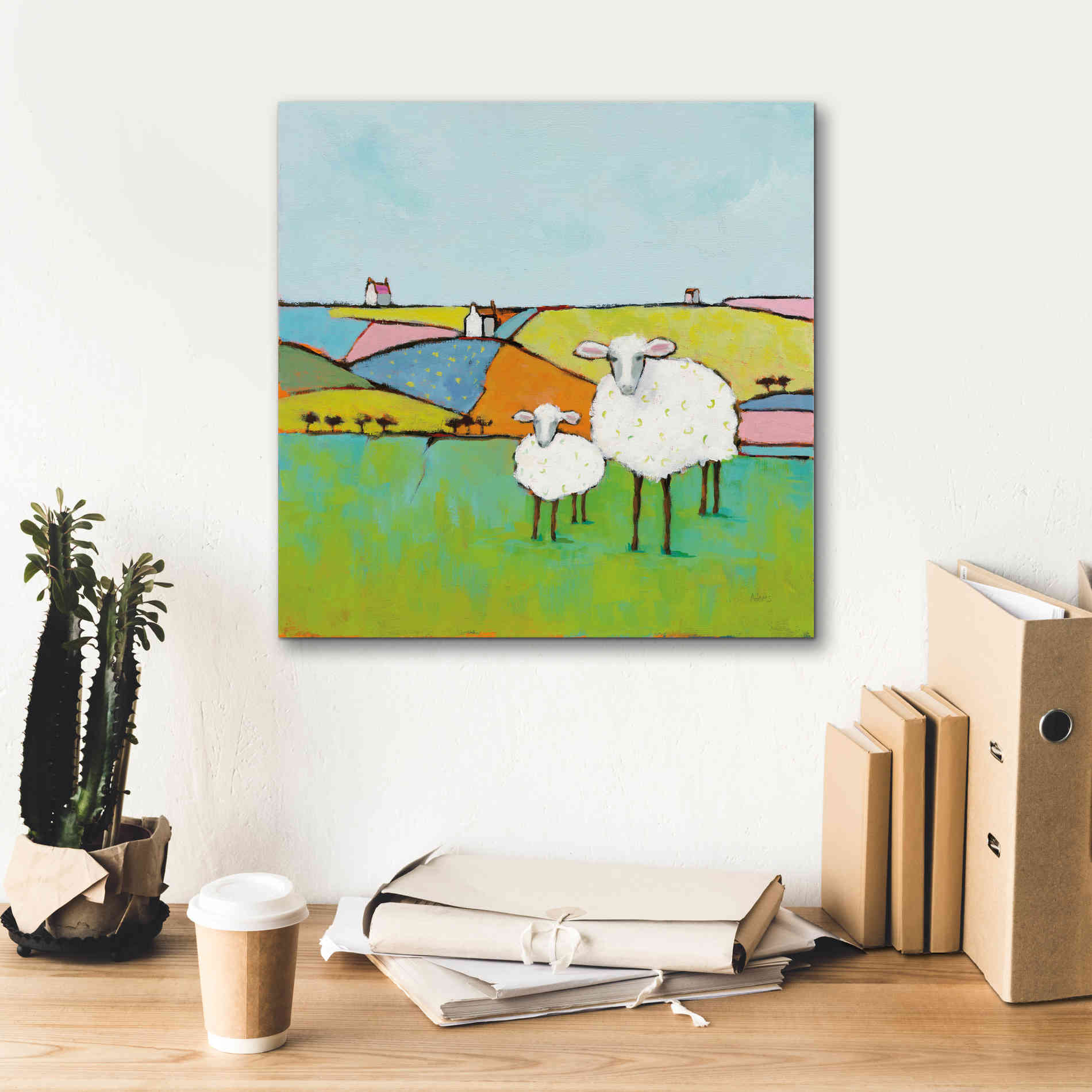 'Sheep in the Meadow II' by Phyllis Adams, Canvas Wall Art,18 x 18