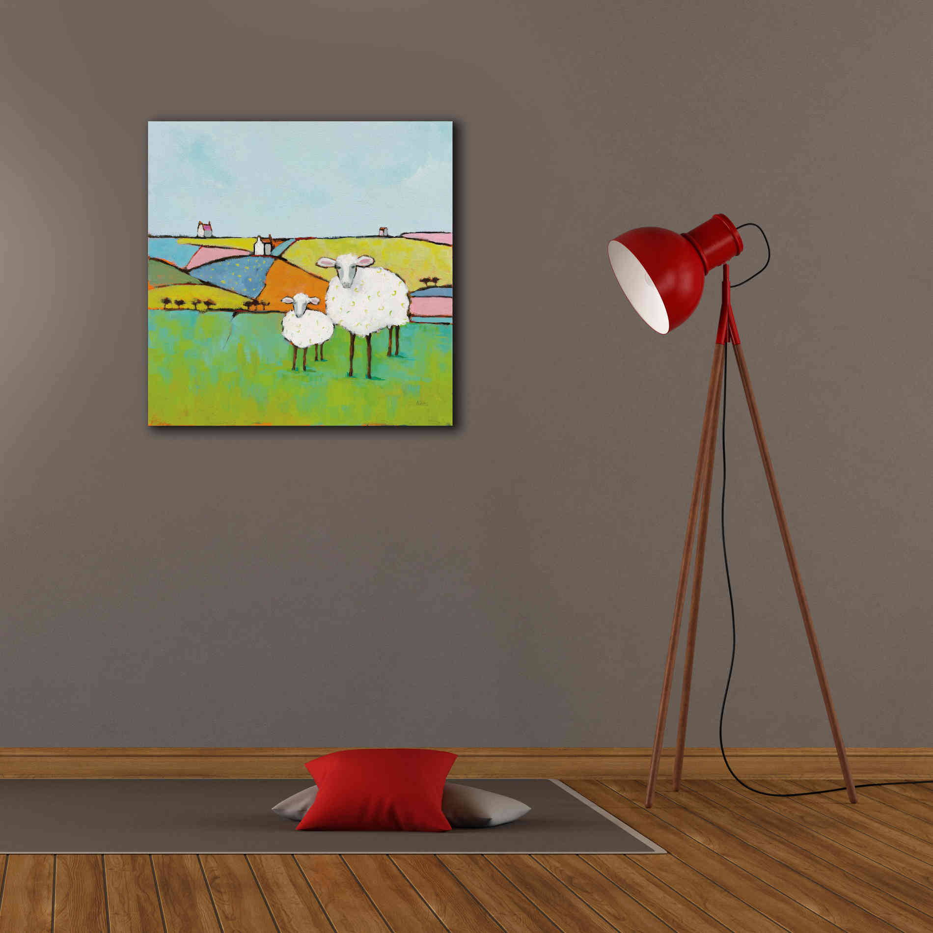 'Sheep in the Meadow II' by Phyllis Adams, Canvas Wall Art,26 x 26