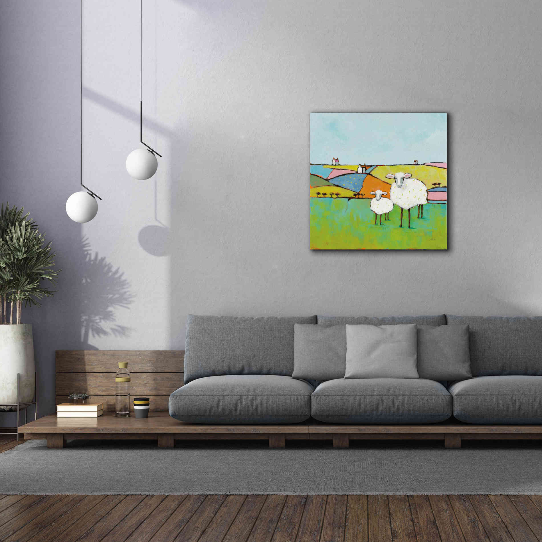 'Sheep in the Meadow II' by Phyllis Adams, Canvas Wall Art,37 x 37