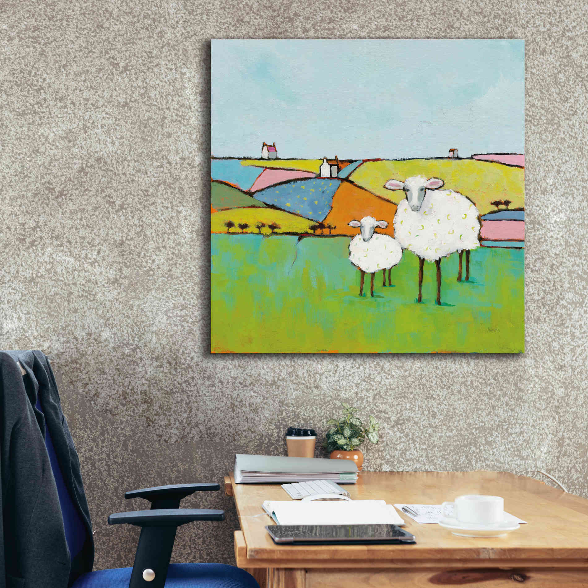 'Sheep in the Meadow II' by Phyllis Adams, Canvas Wall Art,37 x 37