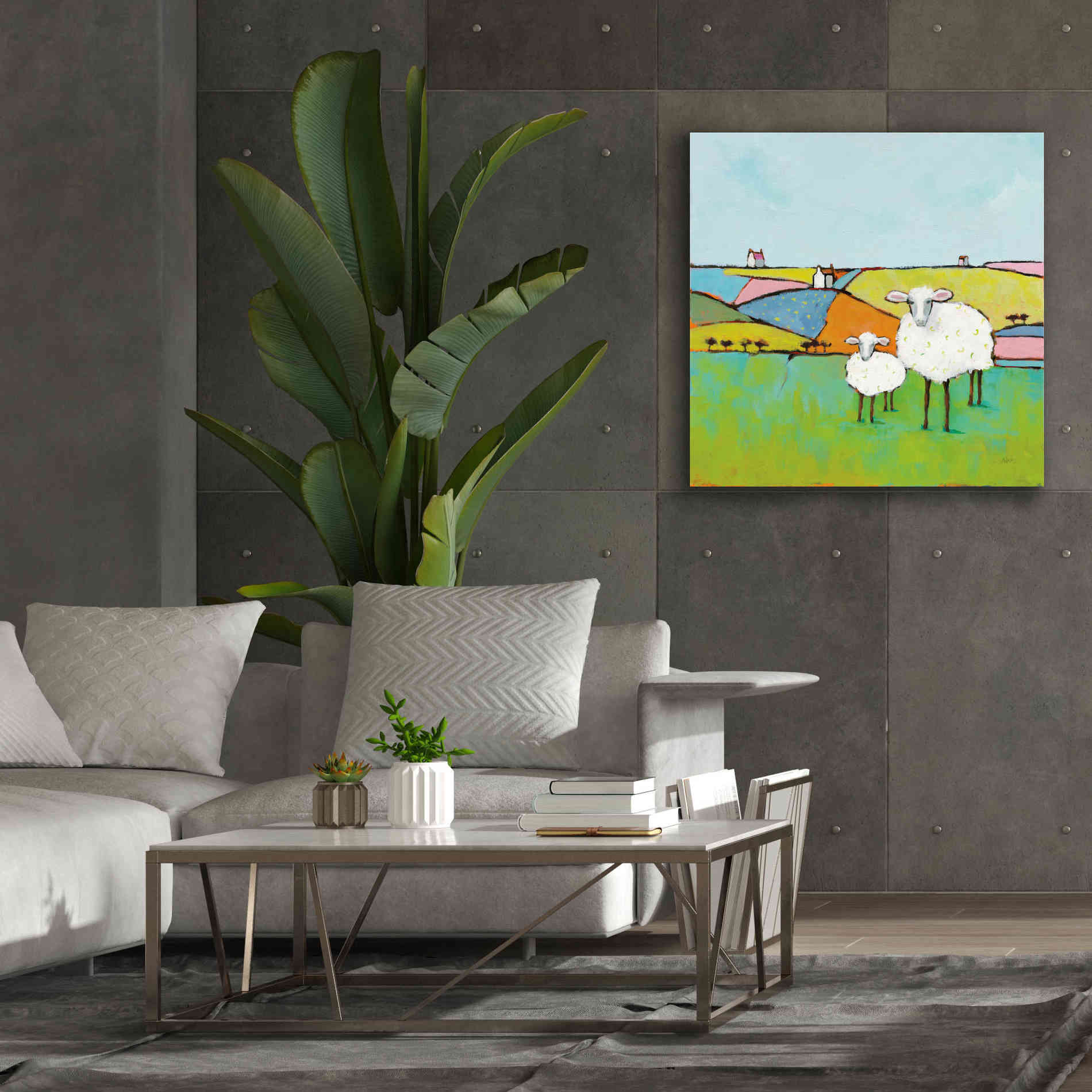 'Sheep in the Meadow II' by Phyllis Adams, Canvas Wall Art,37 x 37