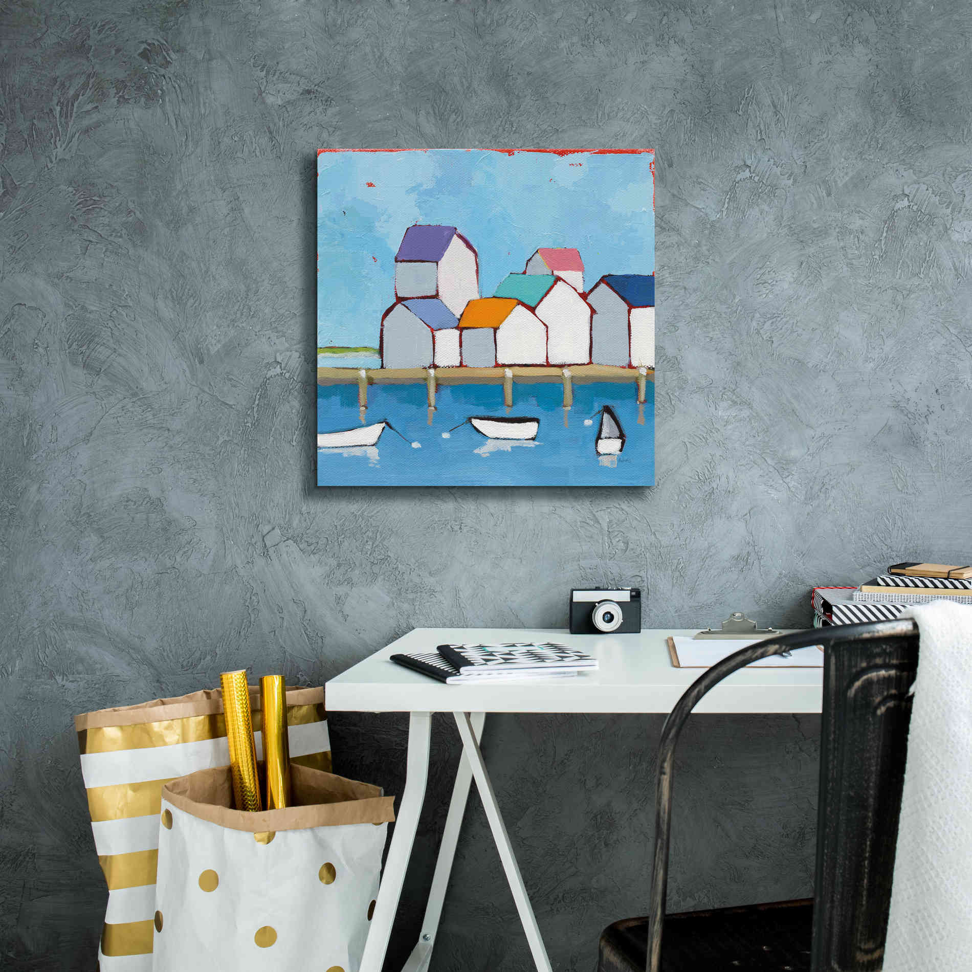 'The Wharf' by Phyllis Adams, Canvas Wall Art,18 x 18
