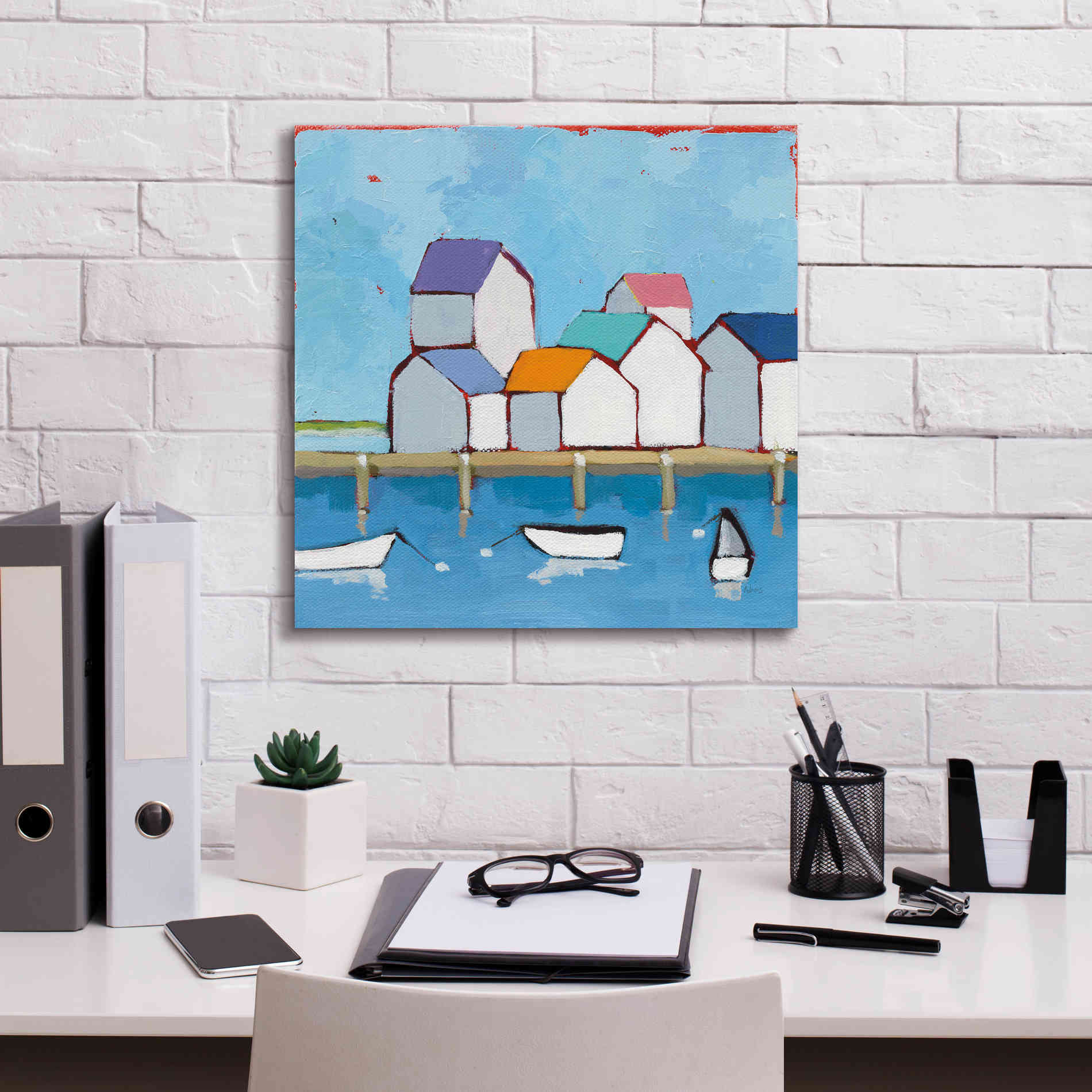 'The Wharf' by Phyllis Adams, Canvas Wall Art,18 x 18