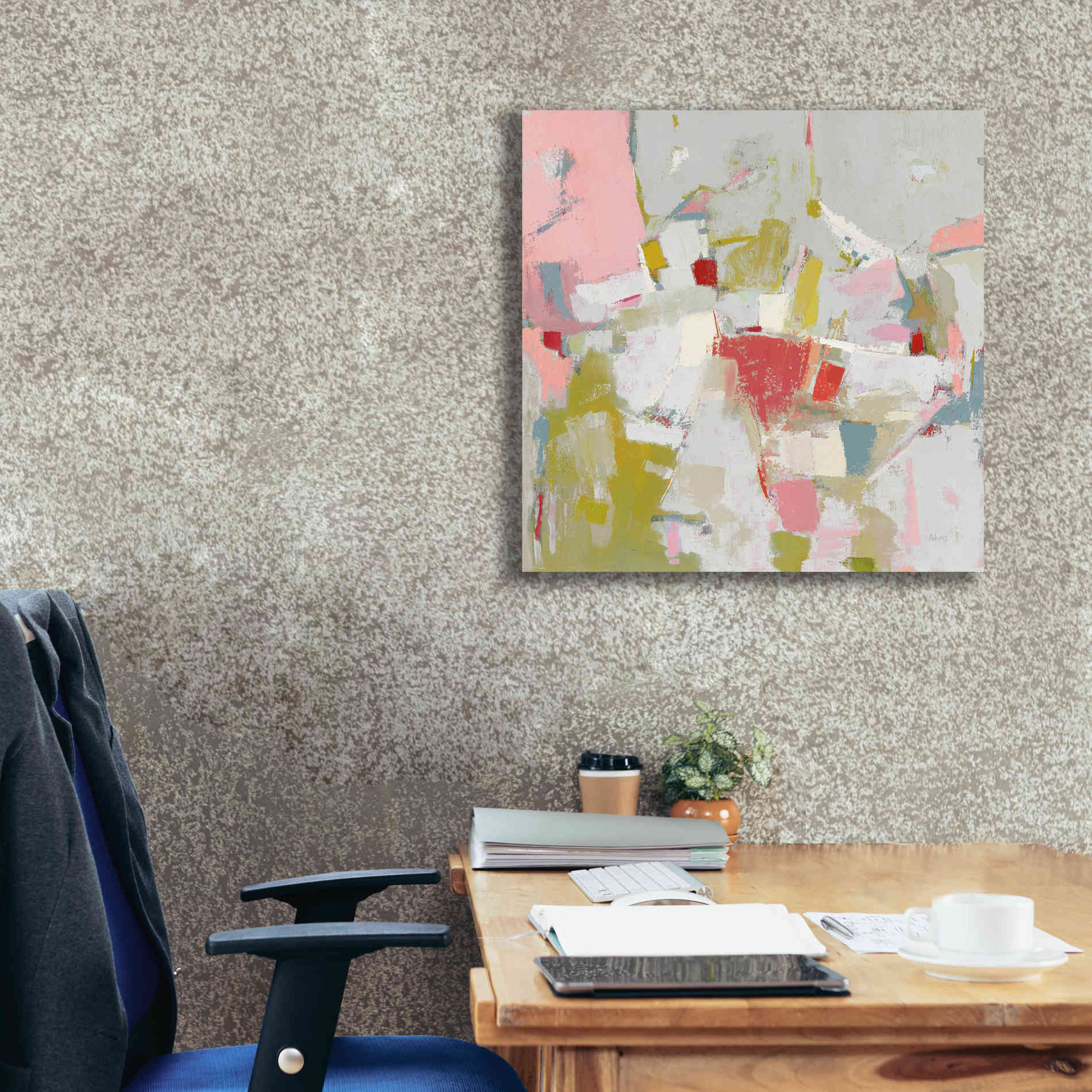 'And All That Jazz Pink' by Phyllis Adams, Canvas Wall Art,26 x 26