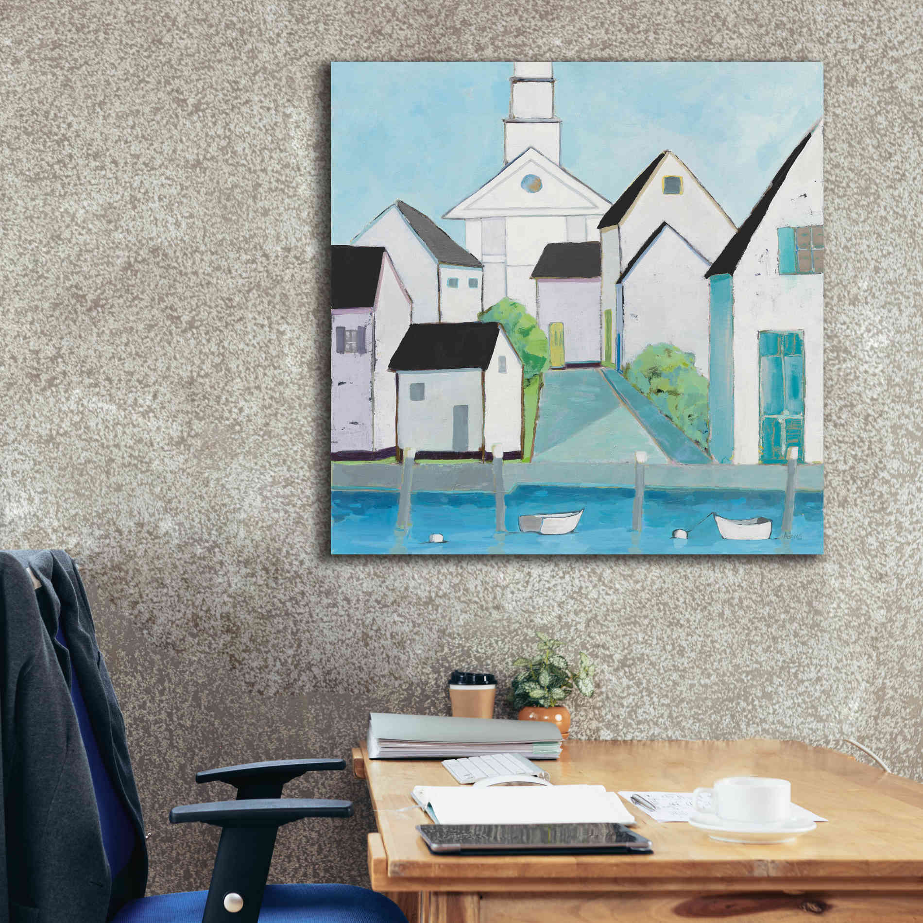 'Harbor Town III No Sign Light' by Phyllis Adams, Canvas Wall Art,37 x 37