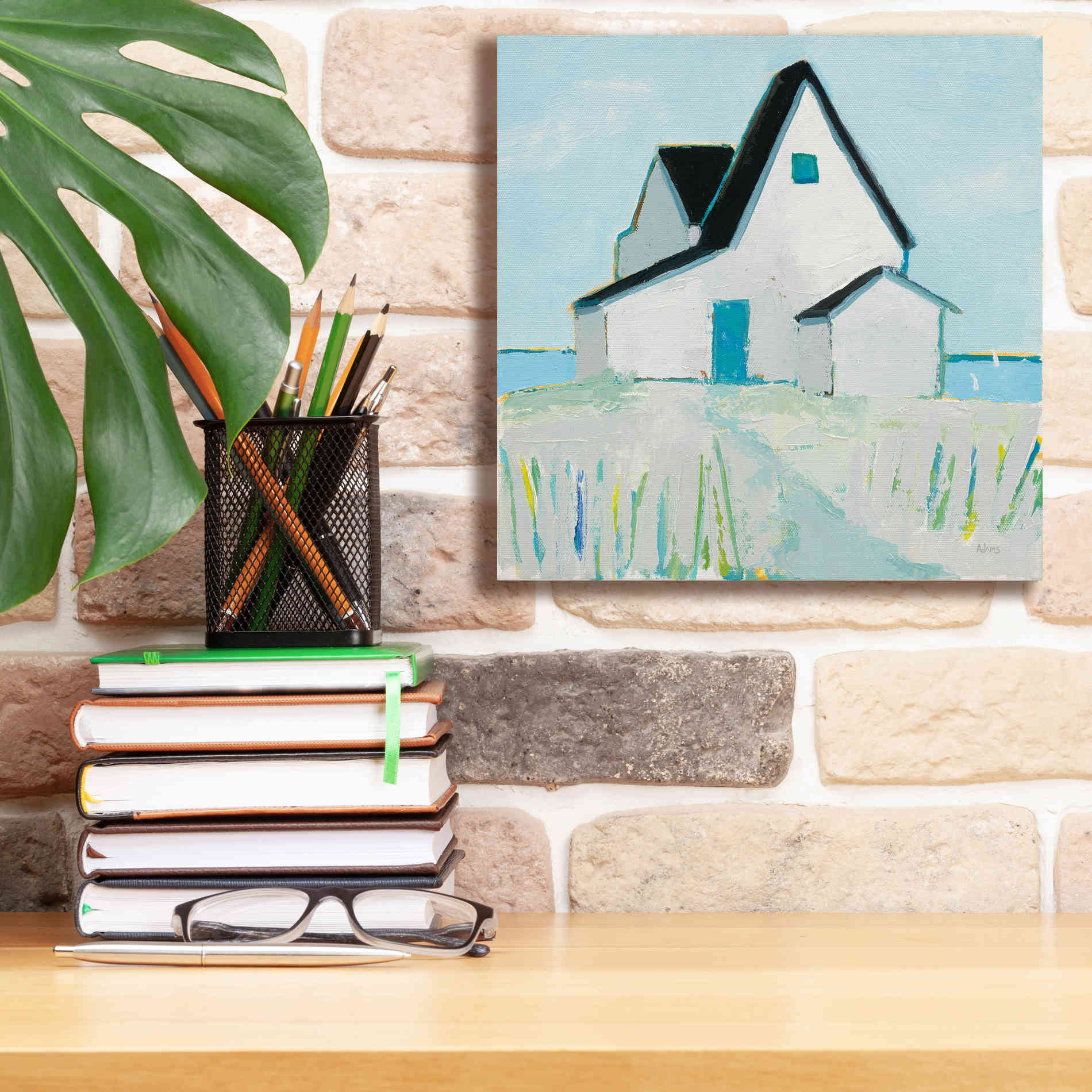 'Cottage by the Sea Neutral' by Phyllis Adams, Canvas Wall Art,12 x 12