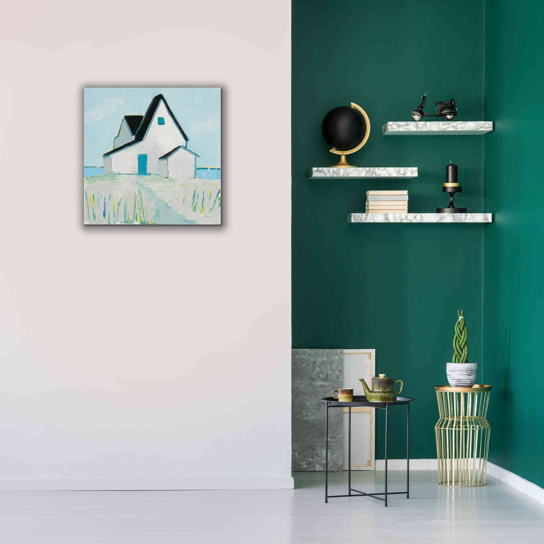 'Cottage by the Sea Neutral' by Phyllis Adams, Canvas Wall Art,26 x 26