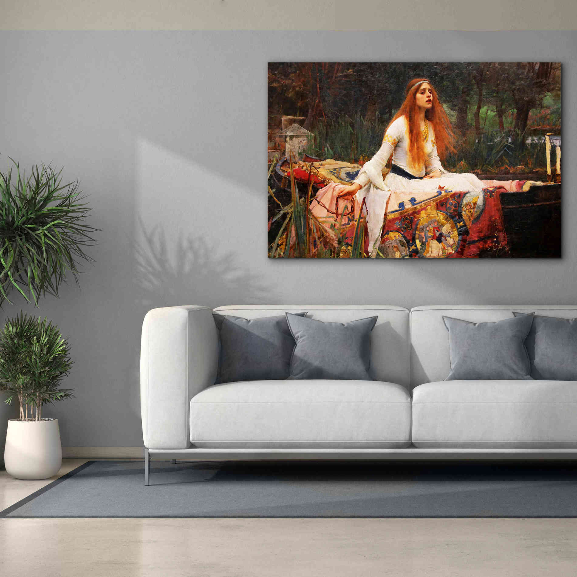 'The Lady of Shalott' by John William Waterhouse, Canvas Wall Art,60 x 40