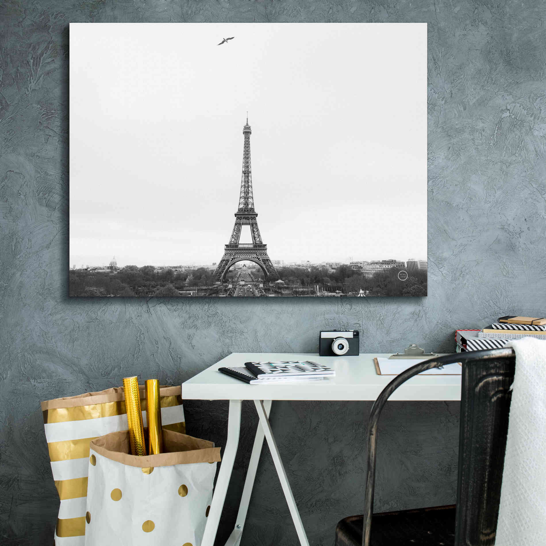 'A Birds View of Paris' by Nathan Larson, Canvas Wall Art,34 x 26