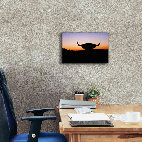 Image of 'Bull Set' by Nathan Larson, Canvas Wall Art,18 x 12