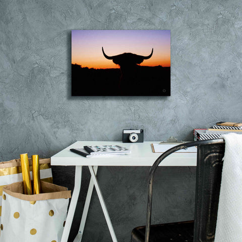 Image of 'Bull Set' by Nathan Larson, Canvas Wall Art,18 x 12