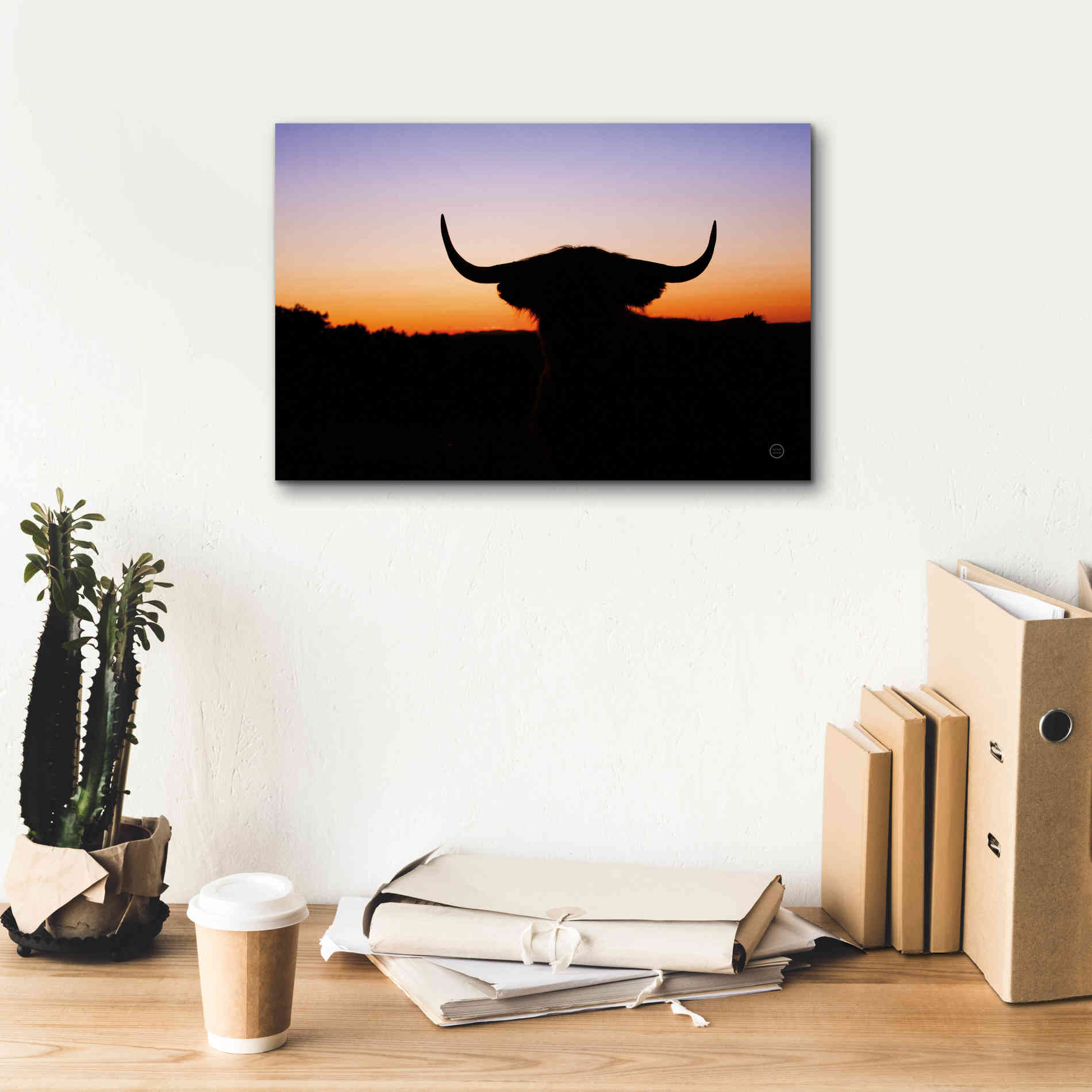 'Bull Set' by Nathan Larson, Canvas Wall Art,18 x 12