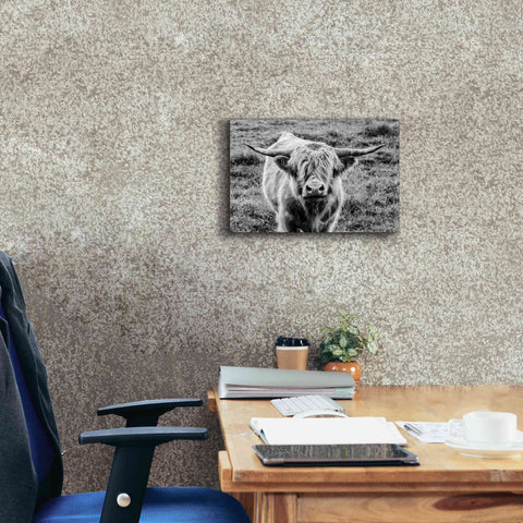 Image of 'Highland Cow Staring Contest' by Nathan Larson, Canvas Wall Art,18 x 12