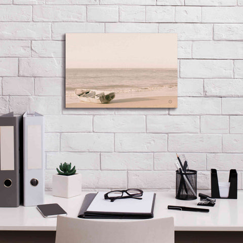 Image of 'Fishing Boat at Sunset' by Nathan Larson, Canvas Wall Art,18 x 12