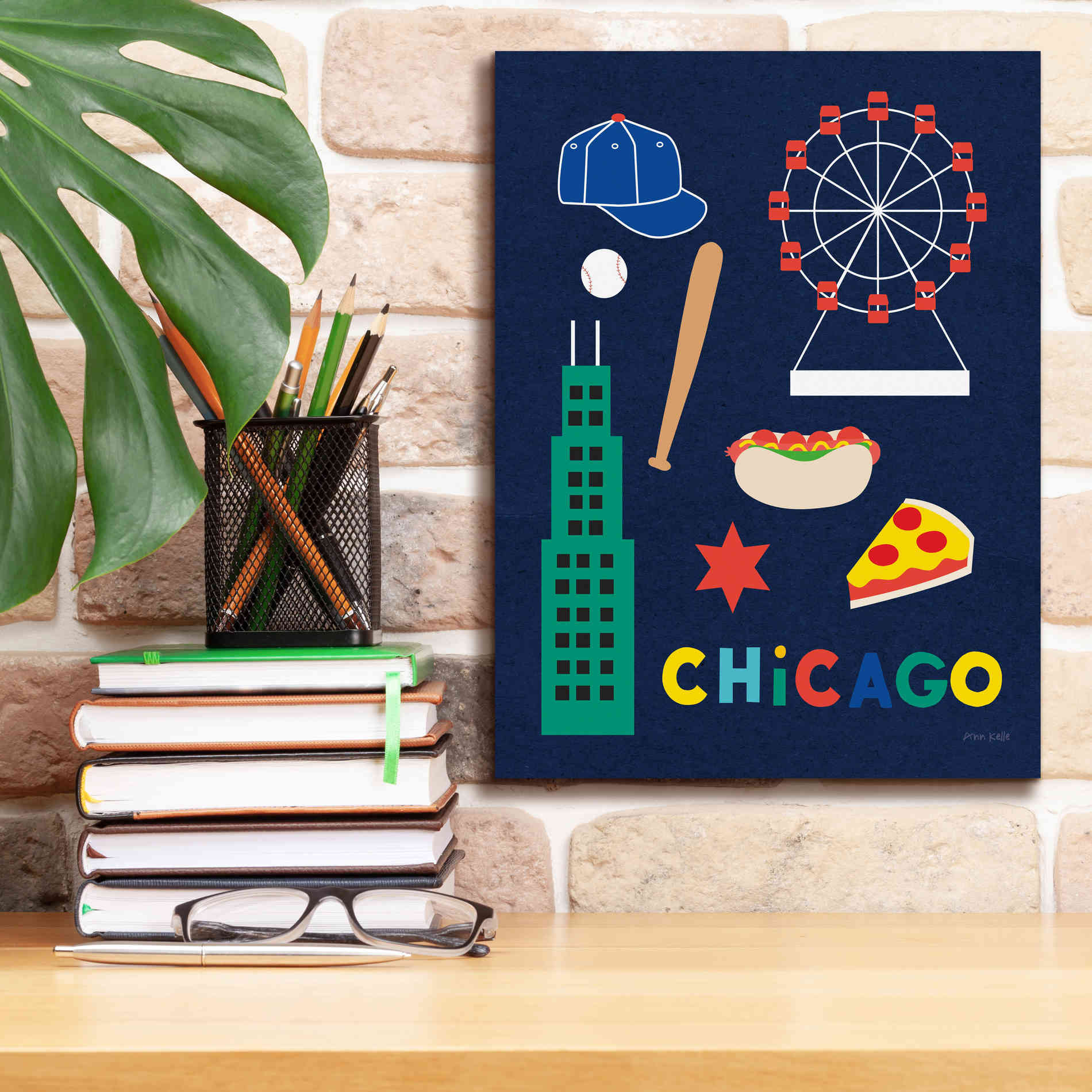 'City Fun Chicago' by Ann Kelle Designs, Canvas Wall Art,12 x 16