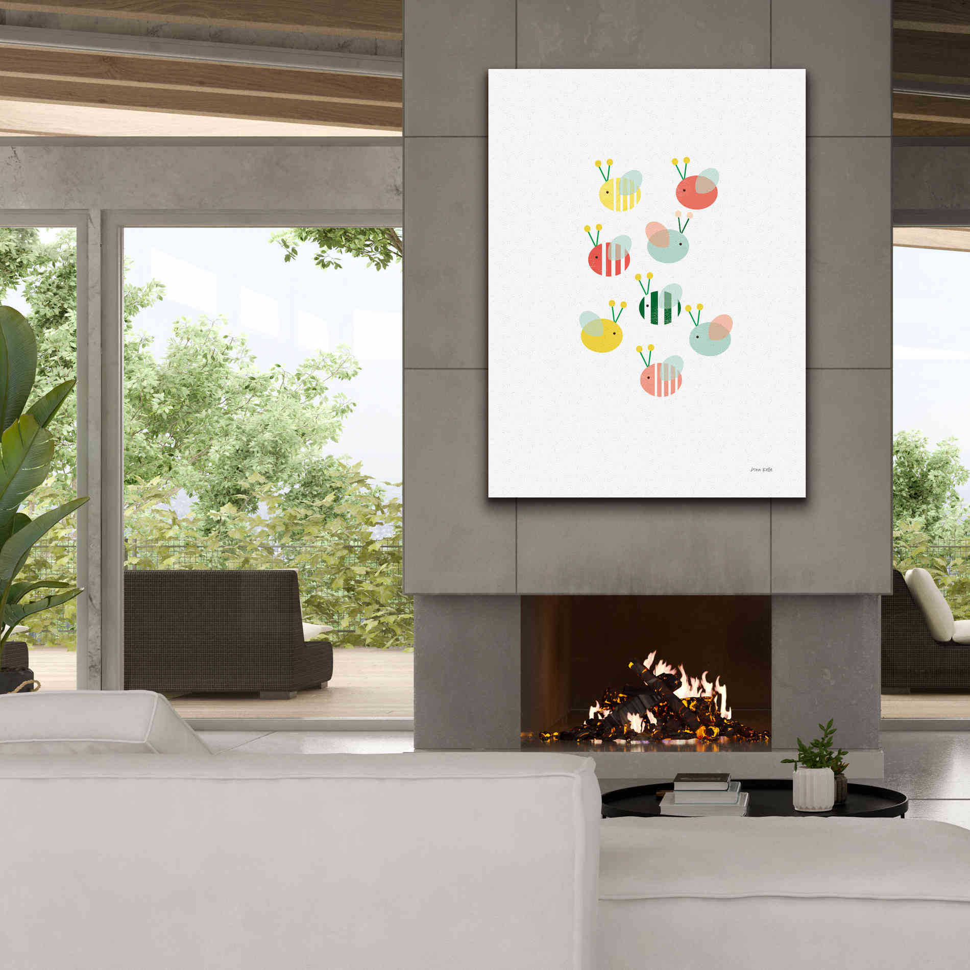 'Bumblebee Friends' by Ann Kelle Designs, Canvas Wall Art,40 x 54