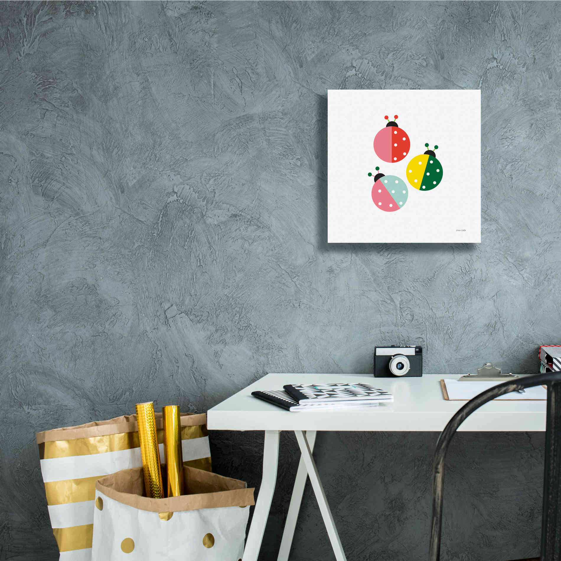 'Ladybugs Three' by Ann Kelle Designs, Canvas Wall Art,12 x 12