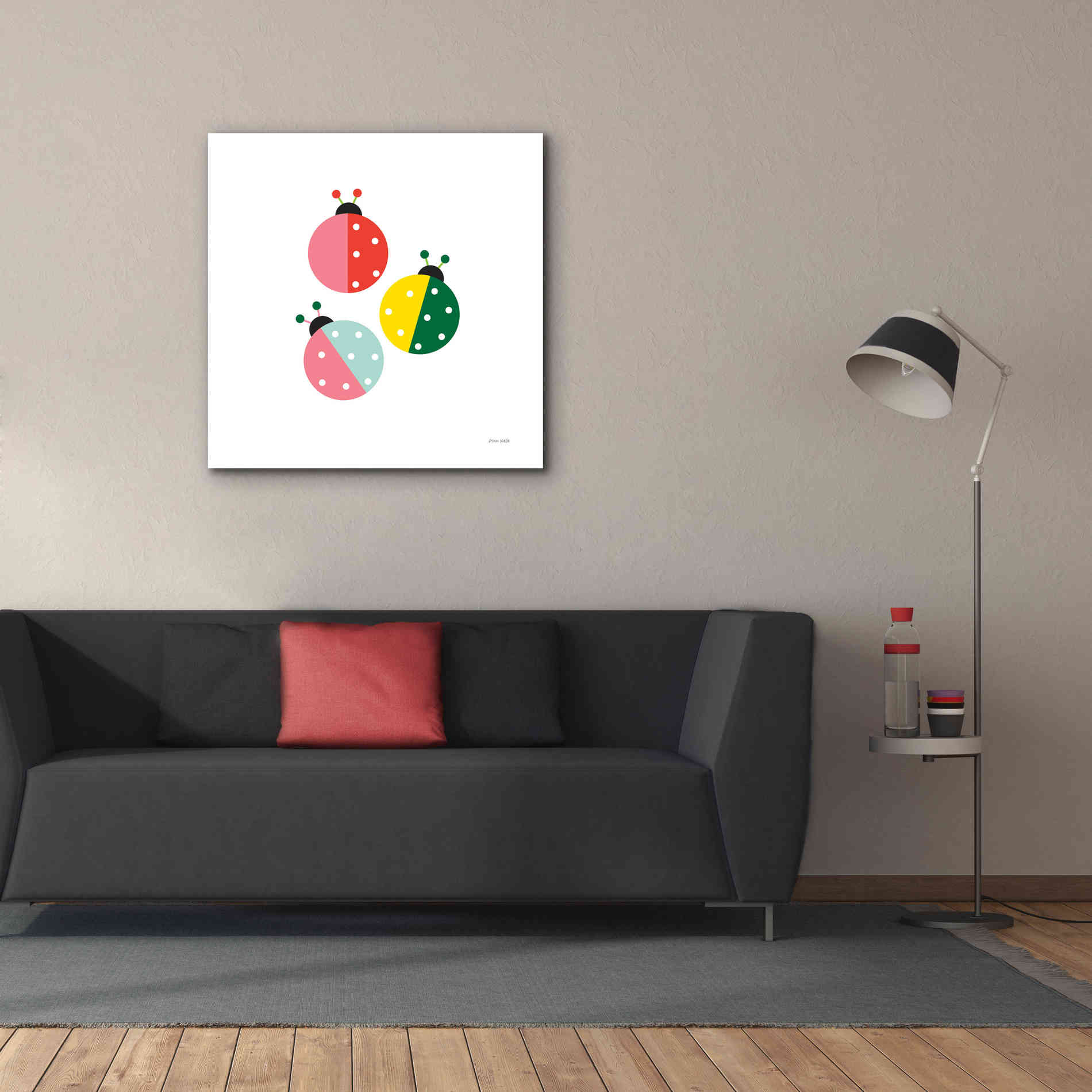 'Ladybugs Three' by Ann Kelle Designs, Canvas Wall Art,37 x 37