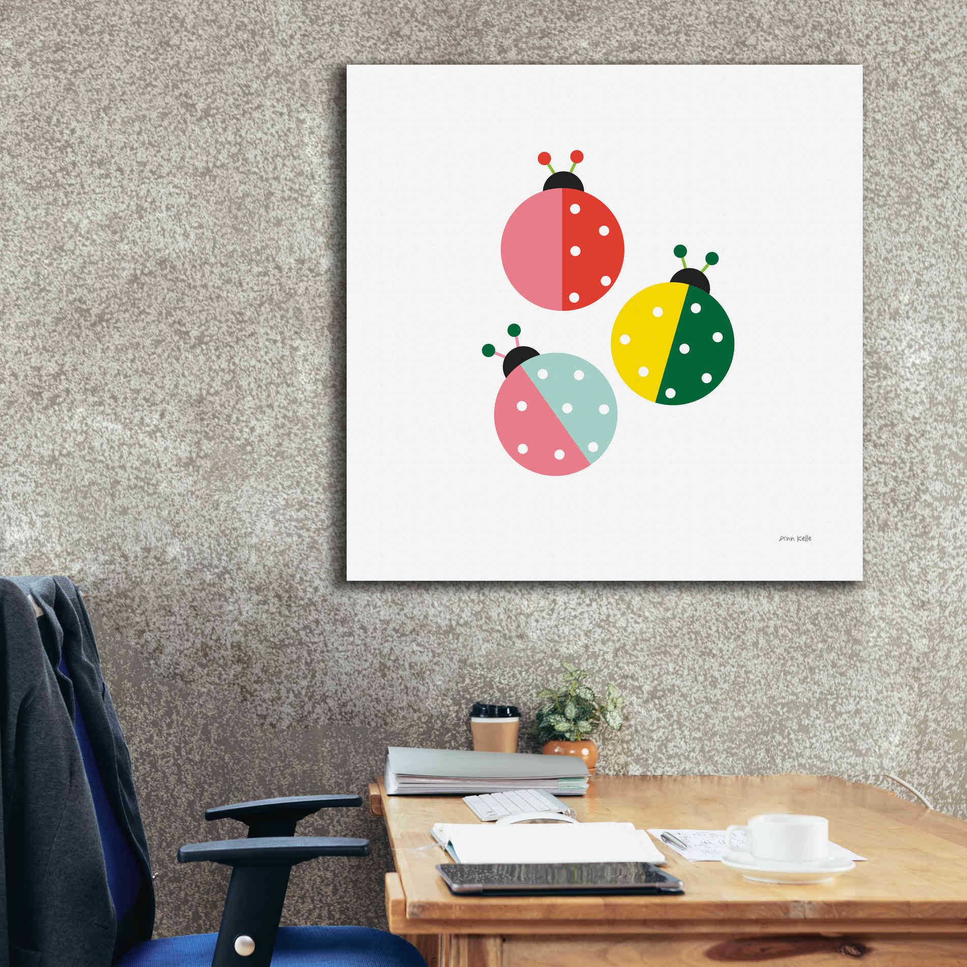 'Ladybugs Three' by Ann Kelle Designs, Canvas Wall Art,37 x 37