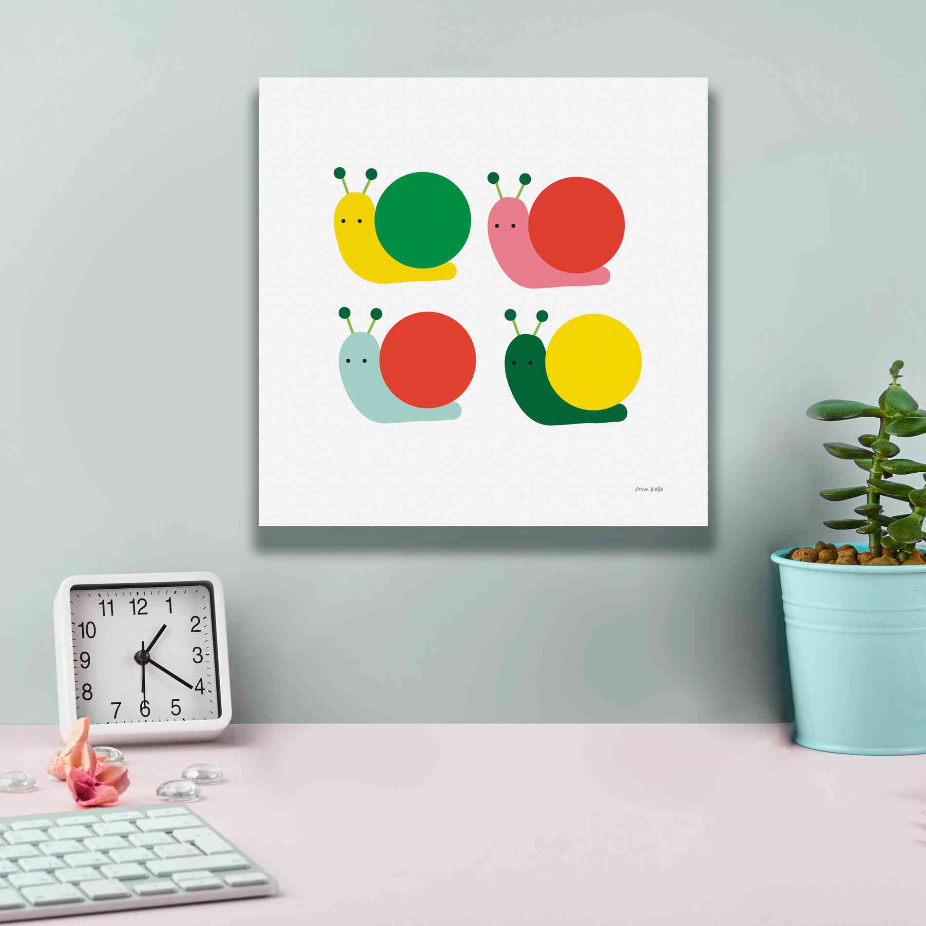 'Snails Four' by Ann Kelle Designs, Canvas Wall Art,12 x 12