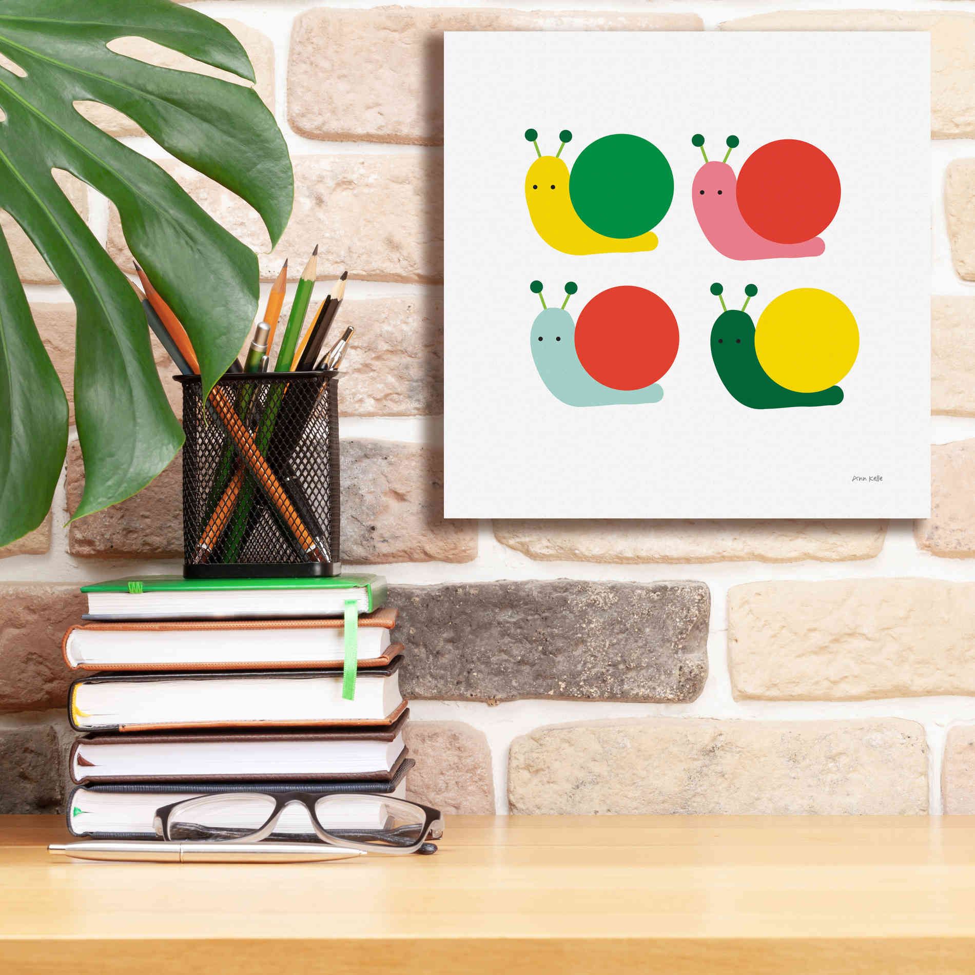 'Snails Four' by Ann Kelle Designs, Canvas Wall Art,12 x 12