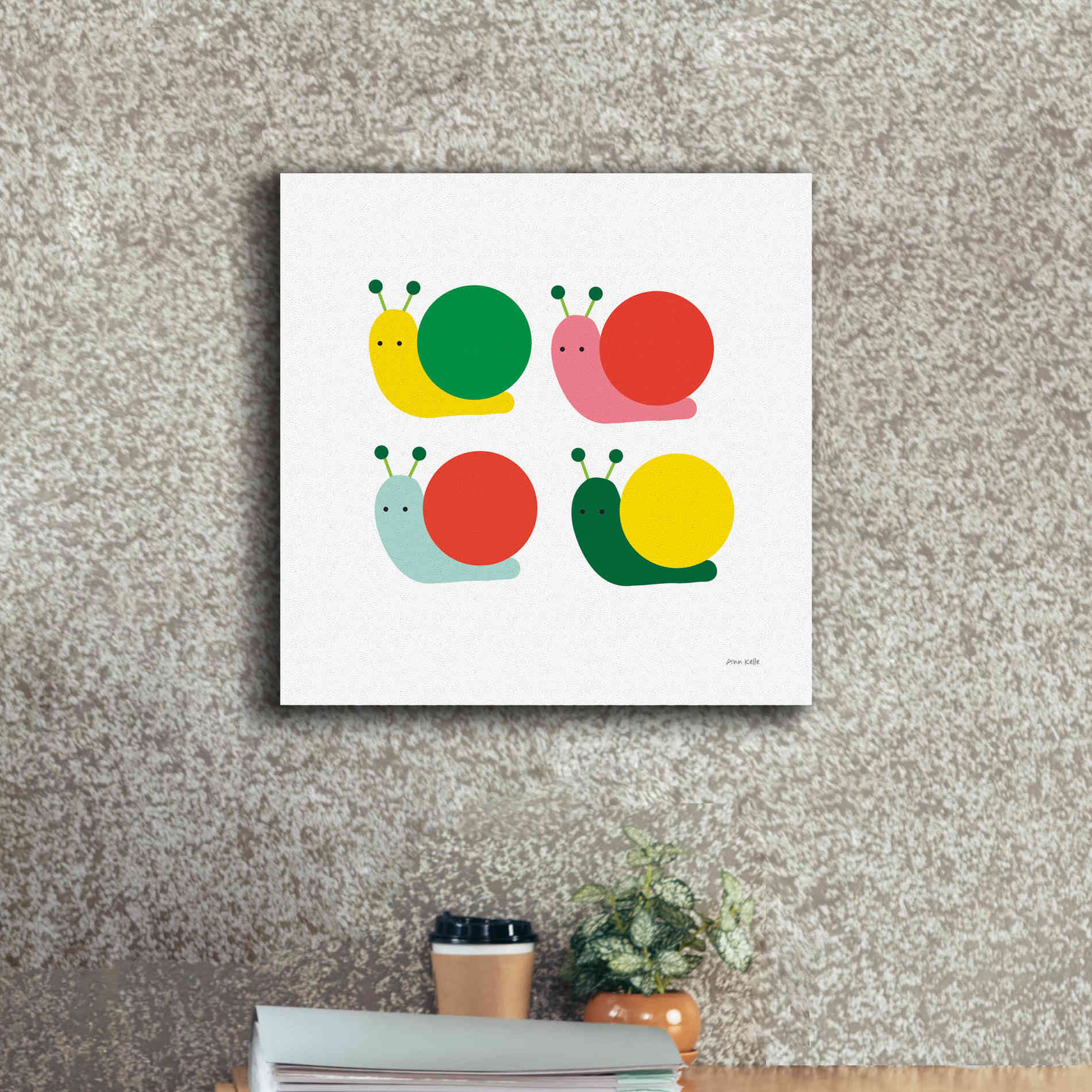 'Snails Four' by Ann Kelle Designs, Canvas Wall Art,18 x 18