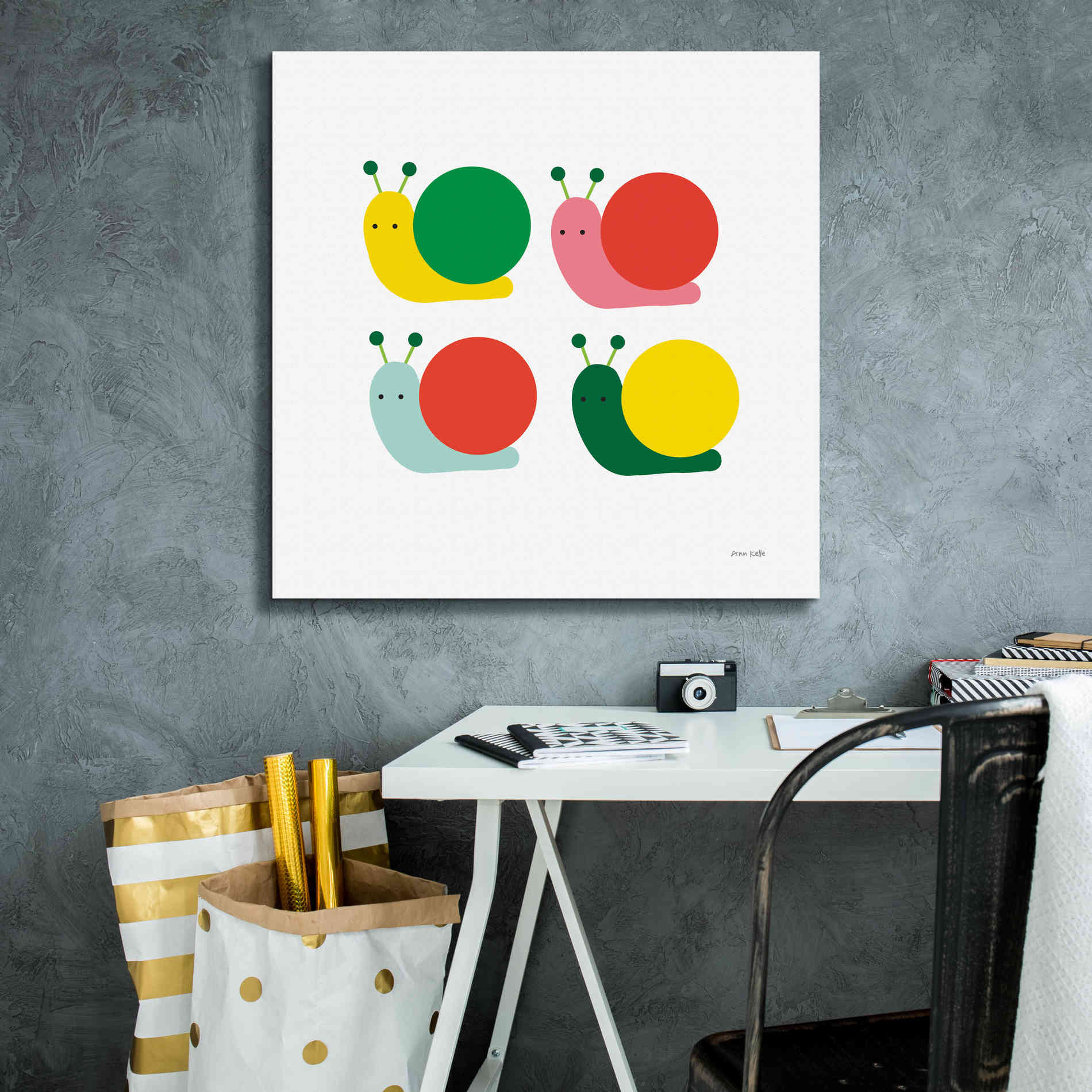 'Snails Four' by Ann Kelle Designs, Canvas Wall Art,26 x 26